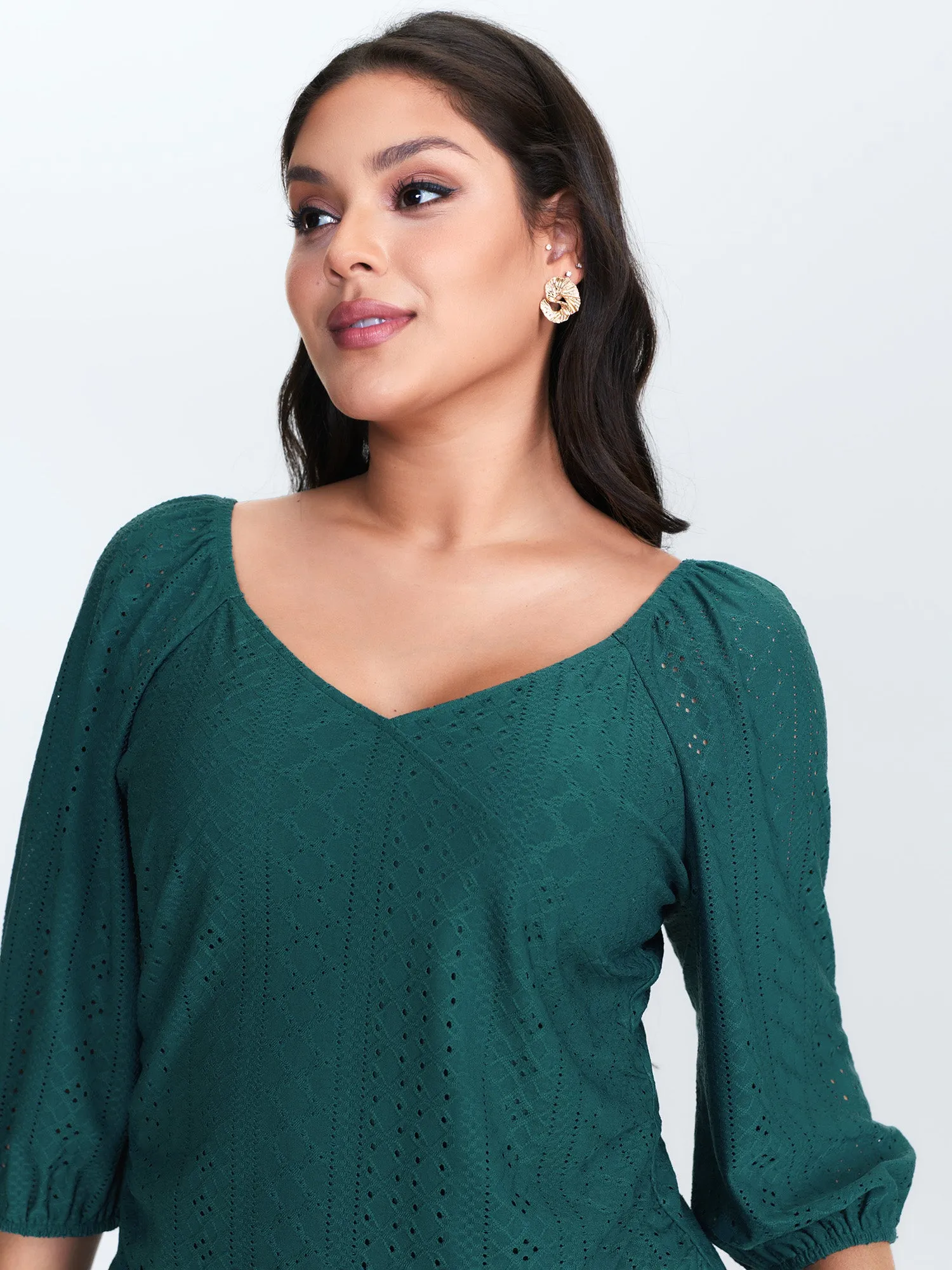 Draped Textured Fitted Jersey Top sold by Bloomchic product image thumbnail 2