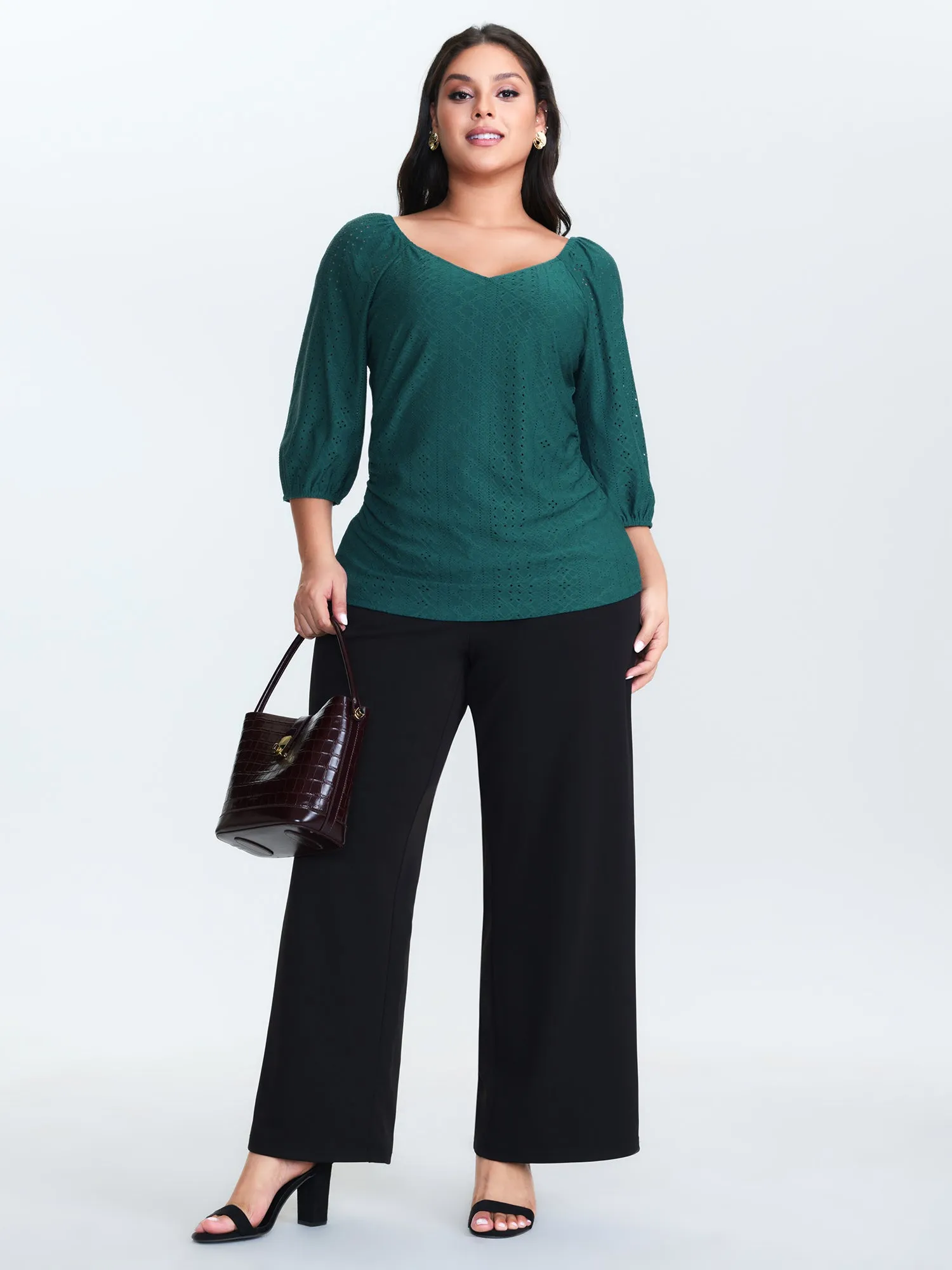 Draped Textured Fitted Jersey Top sold by Bloomchic product image thumbnail 3