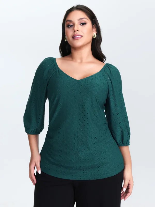 Draped Textured Fitted Jersey Top made by Bloomchic