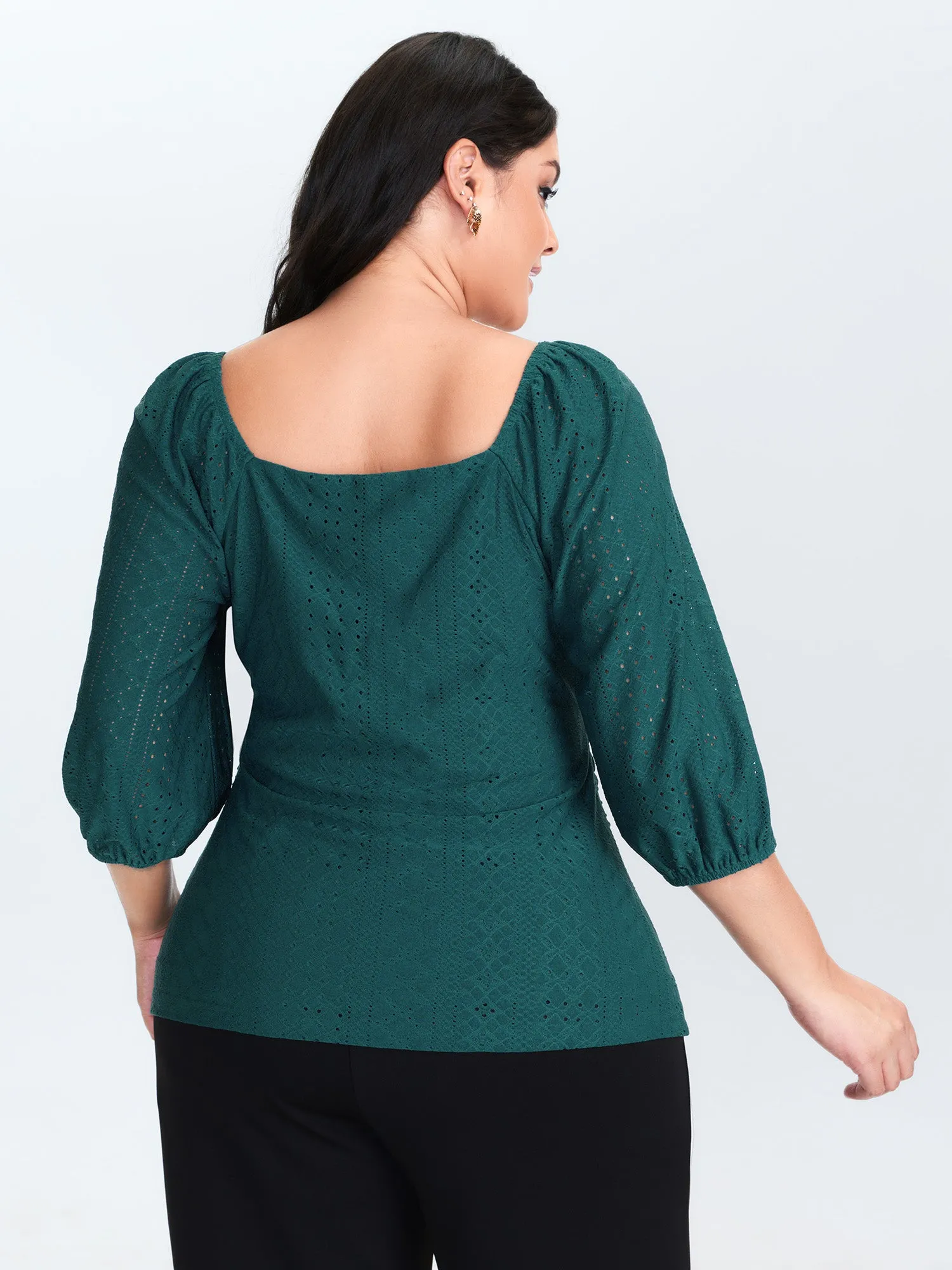 Draped Textured Fitted Jersey Top sold by Bloomchic product image thumbnail 4