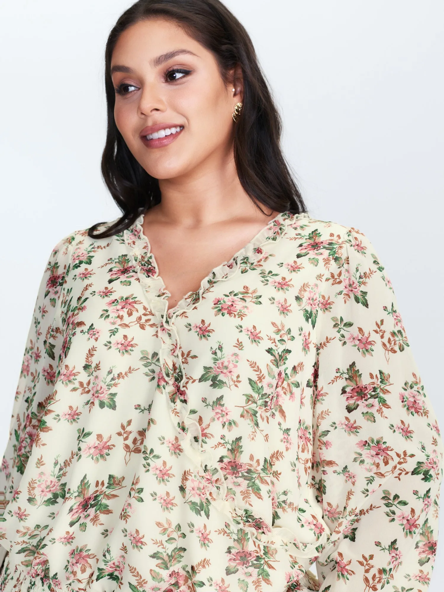Floral Print Shirred Hem Blouse sold by Bloomchic product image thumbnail 2