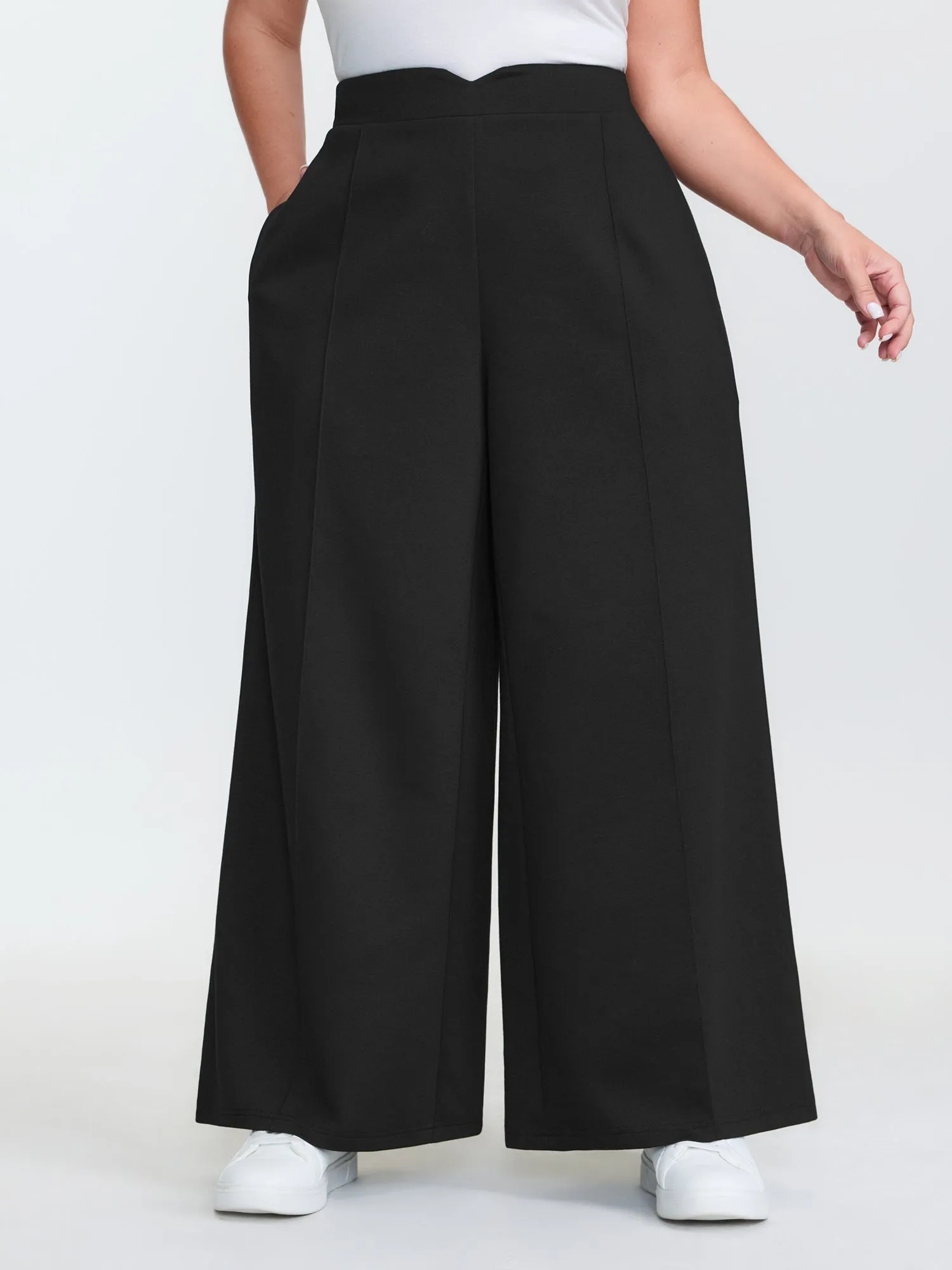 Stretchy High Waisted Pockets Straight Leg Pants sold by Bloomchic