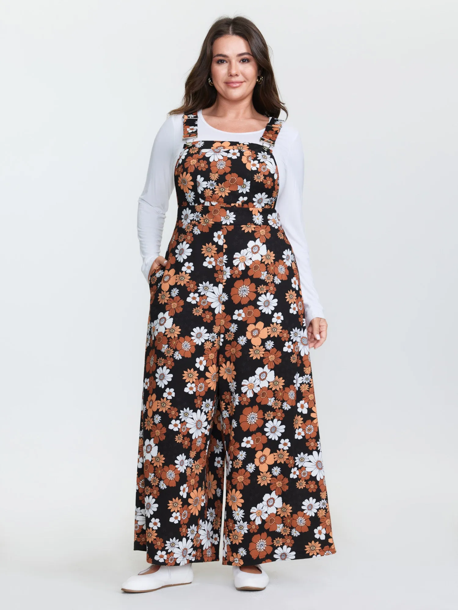 Floral Print Stretchy Adjustable Overall Jumpsuit sold by Bloomchic product image thumbnail 2