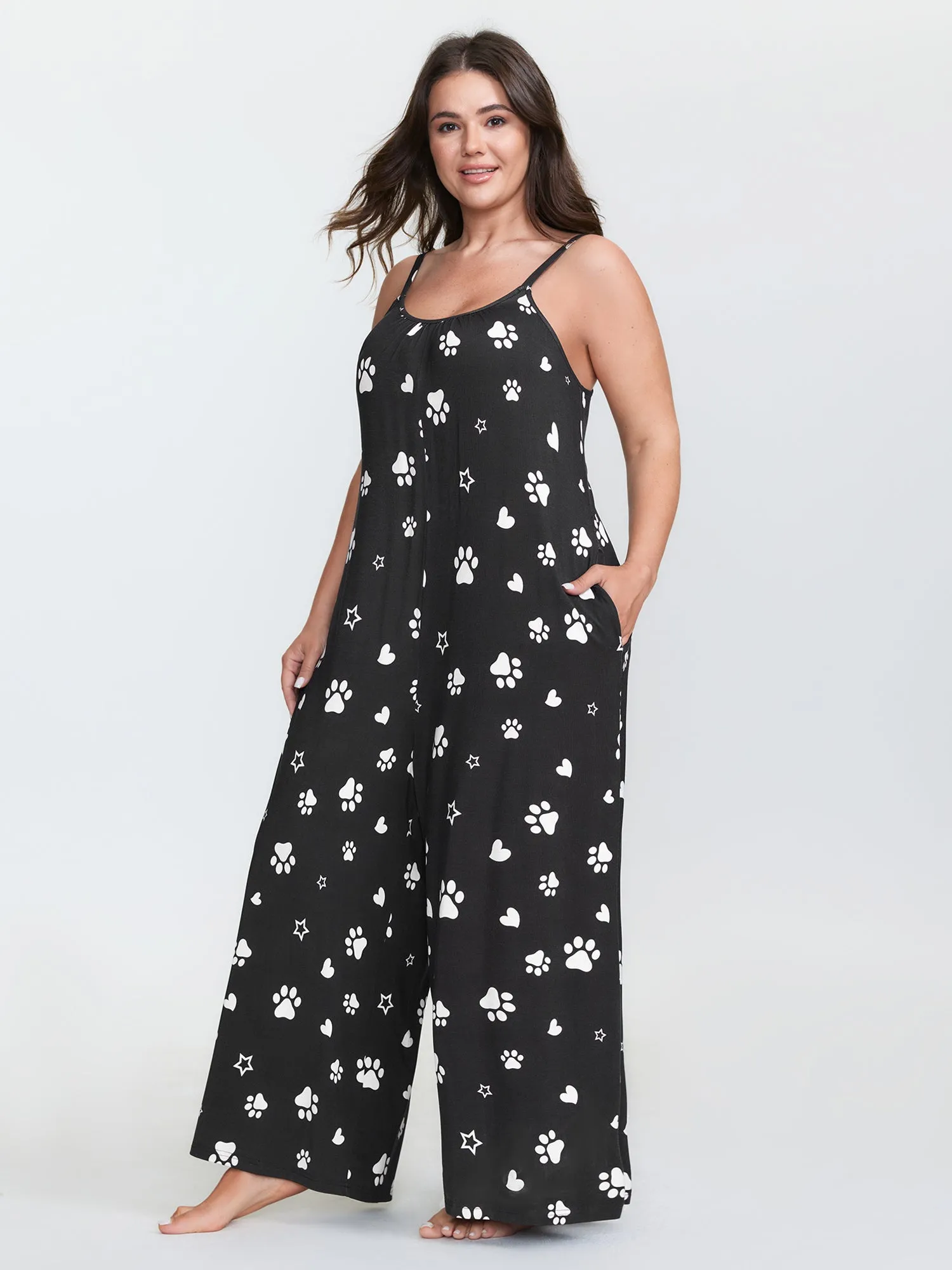 Monochrome Print Adjustable Lounge Jumpsuit sold by Bloomchic product image thumbnail 4
