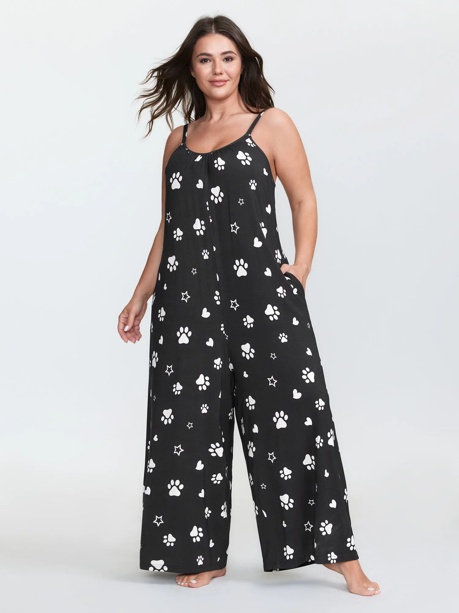 Monochrome Print Adjustable Lounge Jumpsuit sold by Bloomchic