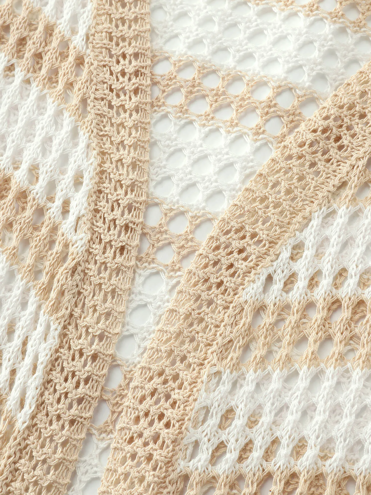 Crochet V-Neck Striped Knit Cardigan sold by Bloomchic product image thumbnail 5