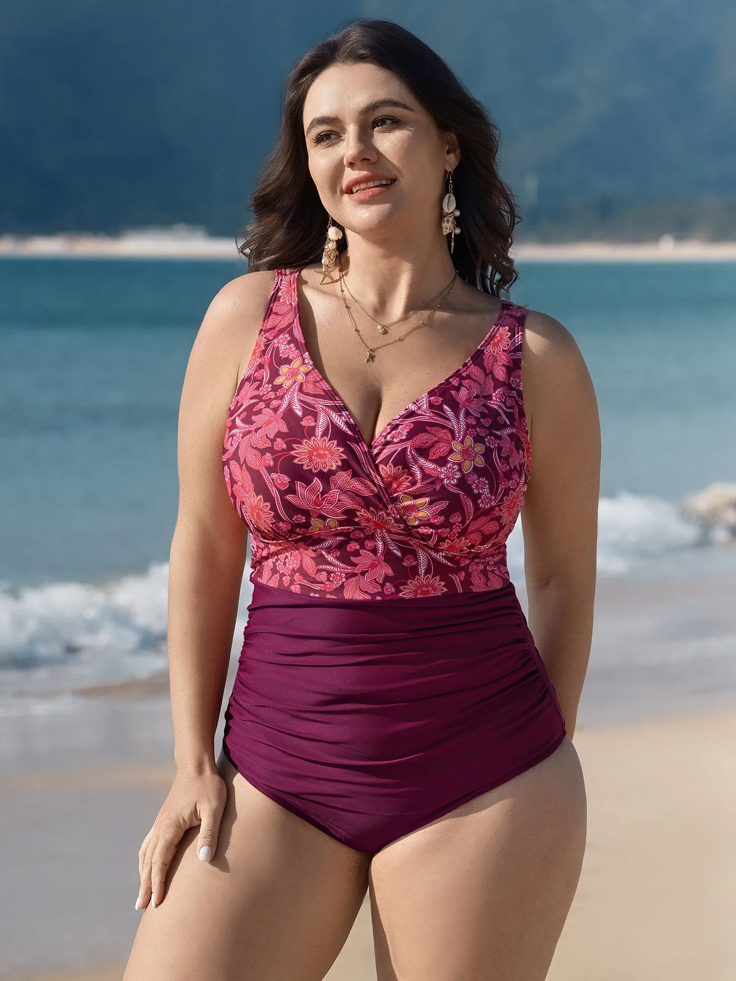 Floral Print Cut-Out Back One-Piece Swimsuit sold by Bloomchic