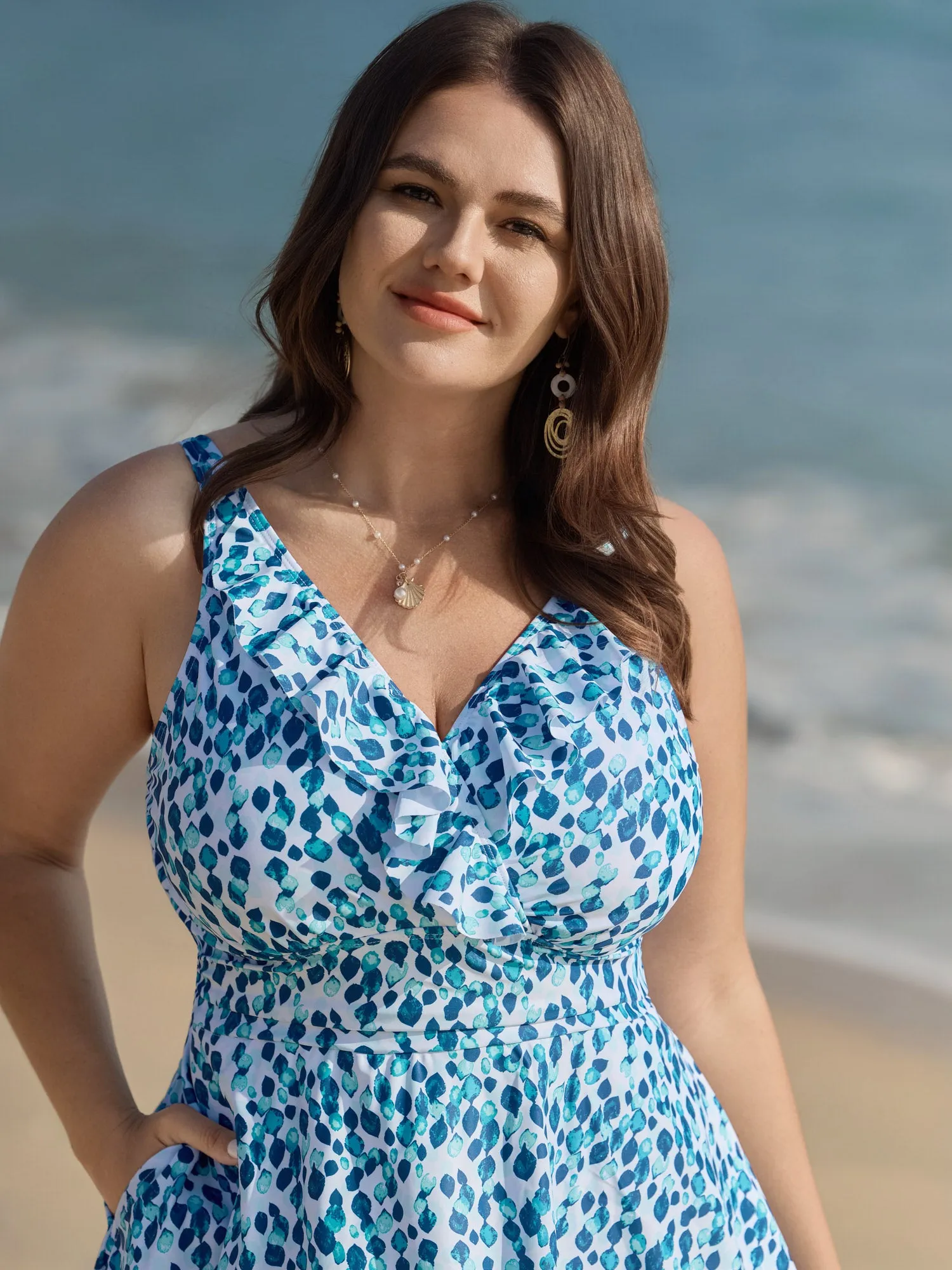 Polka Dots Print Pockets Swim Dress sold by Bloomchic product image thumbnail 2