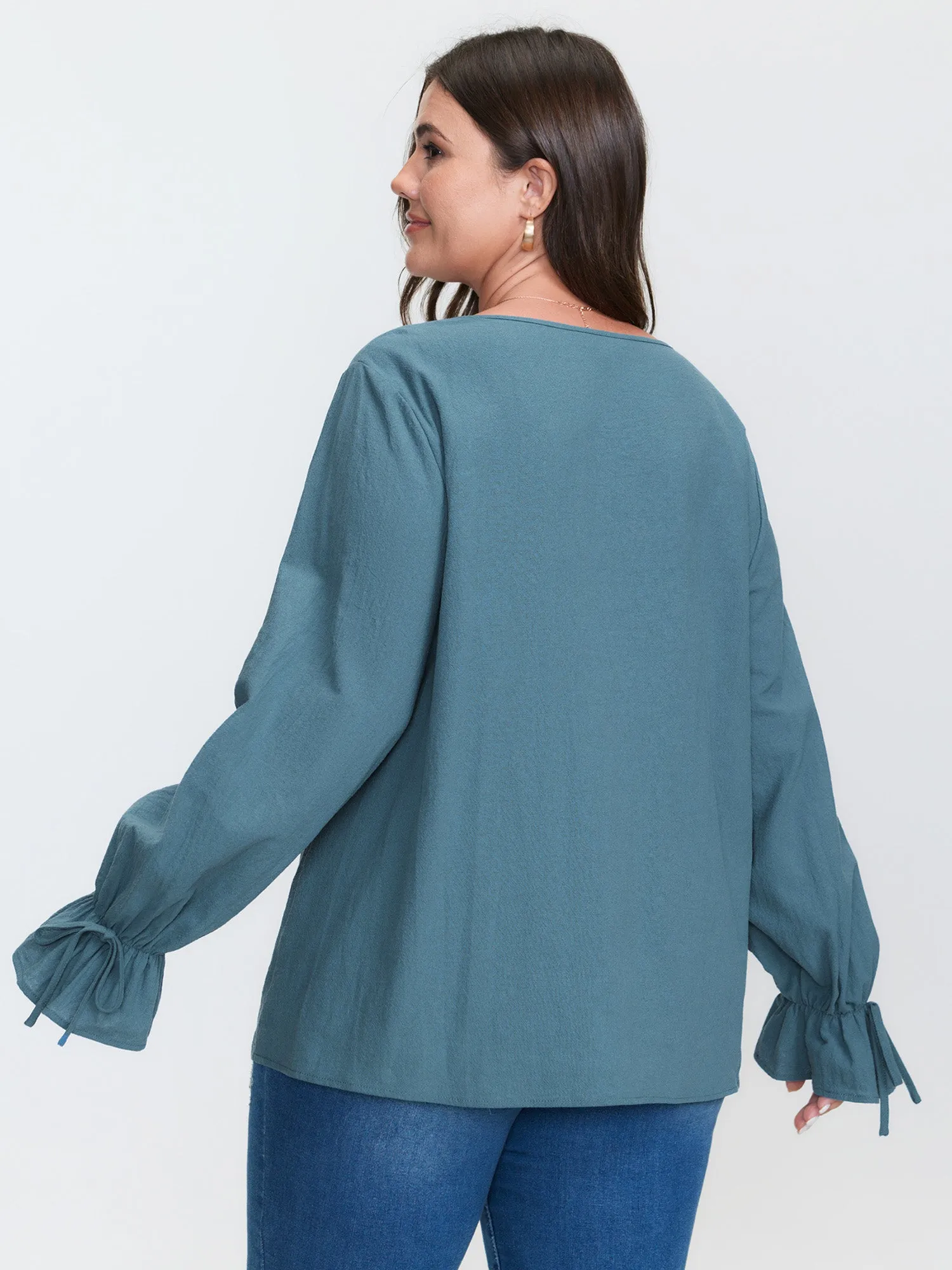 Pure Cotton Toothpick Pleat Tie Blouse sold by Bloomchic product image thumbnail 5