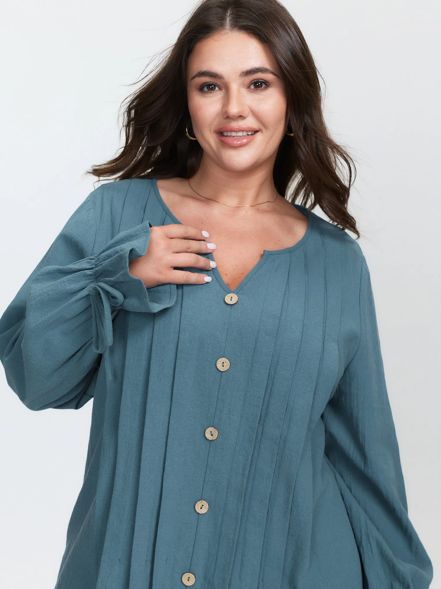 Pure Cotton Toothpick Pleat Tie Blouse sold by Bloomchic product image thumbnail 3