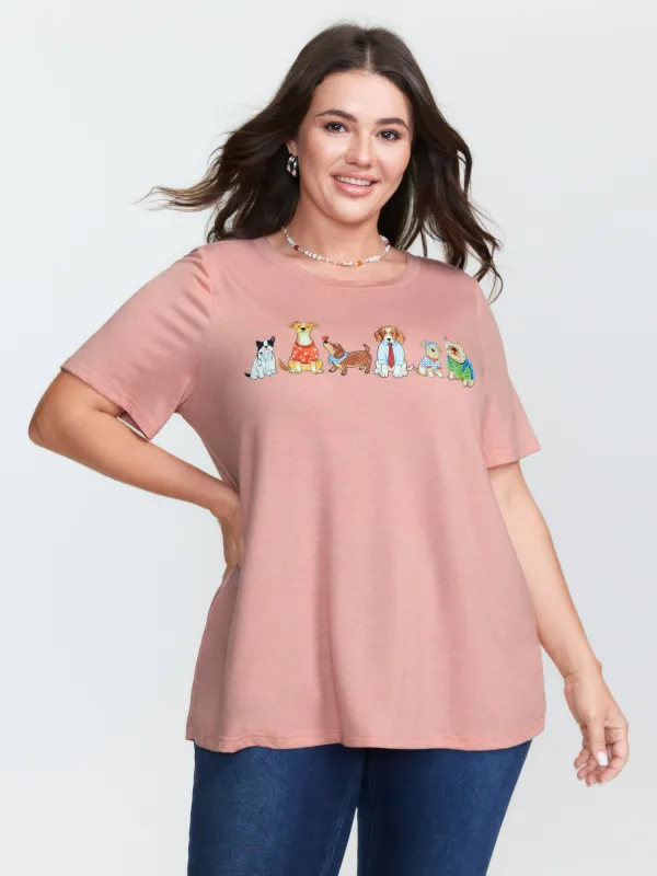 Supersoft Animal Print Half-Sleeve T-Shirt made by Bloomchic