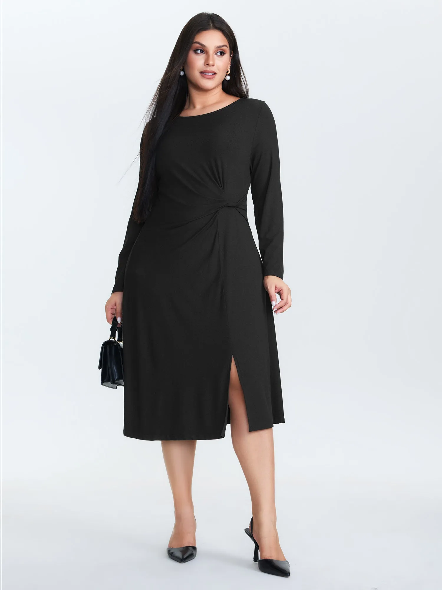 Supersoft Knotted Side Slit Midi Dress sold by Bloomchic product image thumbnail 3