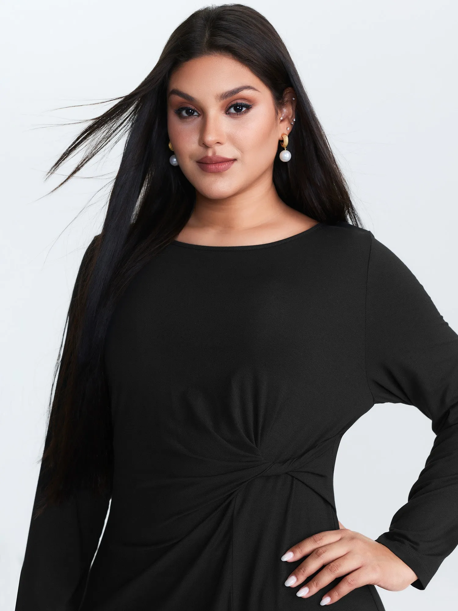 Supersoft Knotted Side Slit Midi Dress sold by Bloomchic product image thumbnail 2