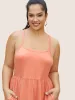 Plain Gathered Elastic Waist Midi Cami Dress sold by Bloomchic