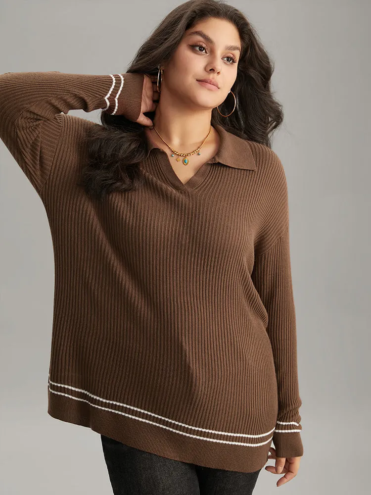 Supersoft Essentials Polo Striped Contrast Pullover sold by Bloomchic