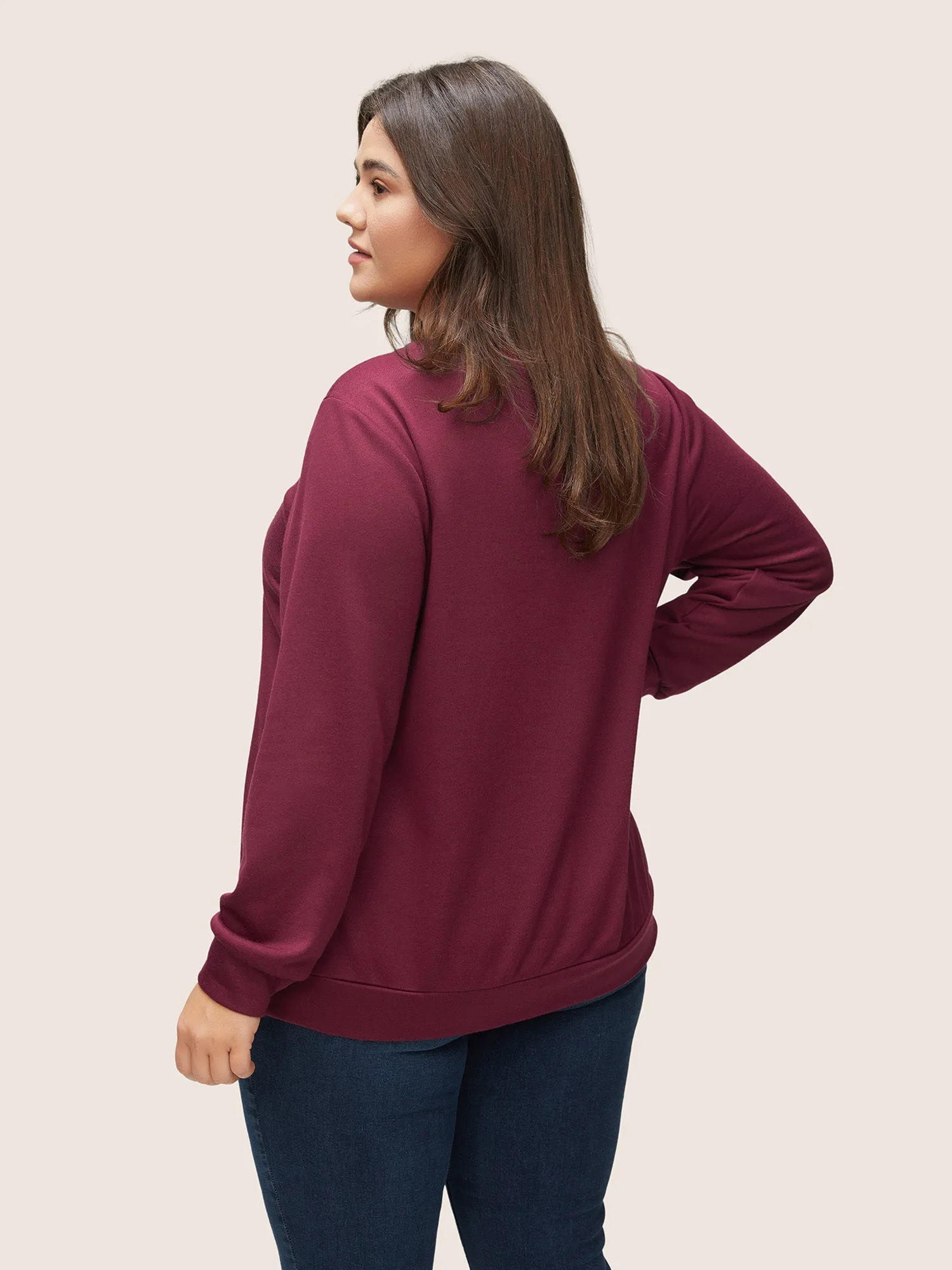 Letter Graphic Towel Embroidered Sweatshirt sold by Bloomchic product image thumbnail 3