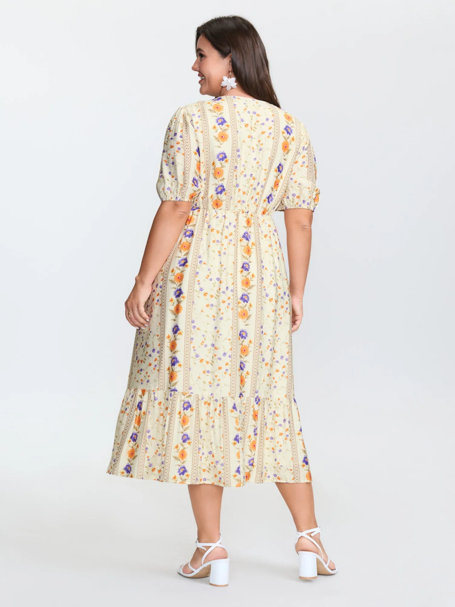 Floral Print Surplice Neck Tie Midi Dress sold by Bloomchic product image thumbnail 4