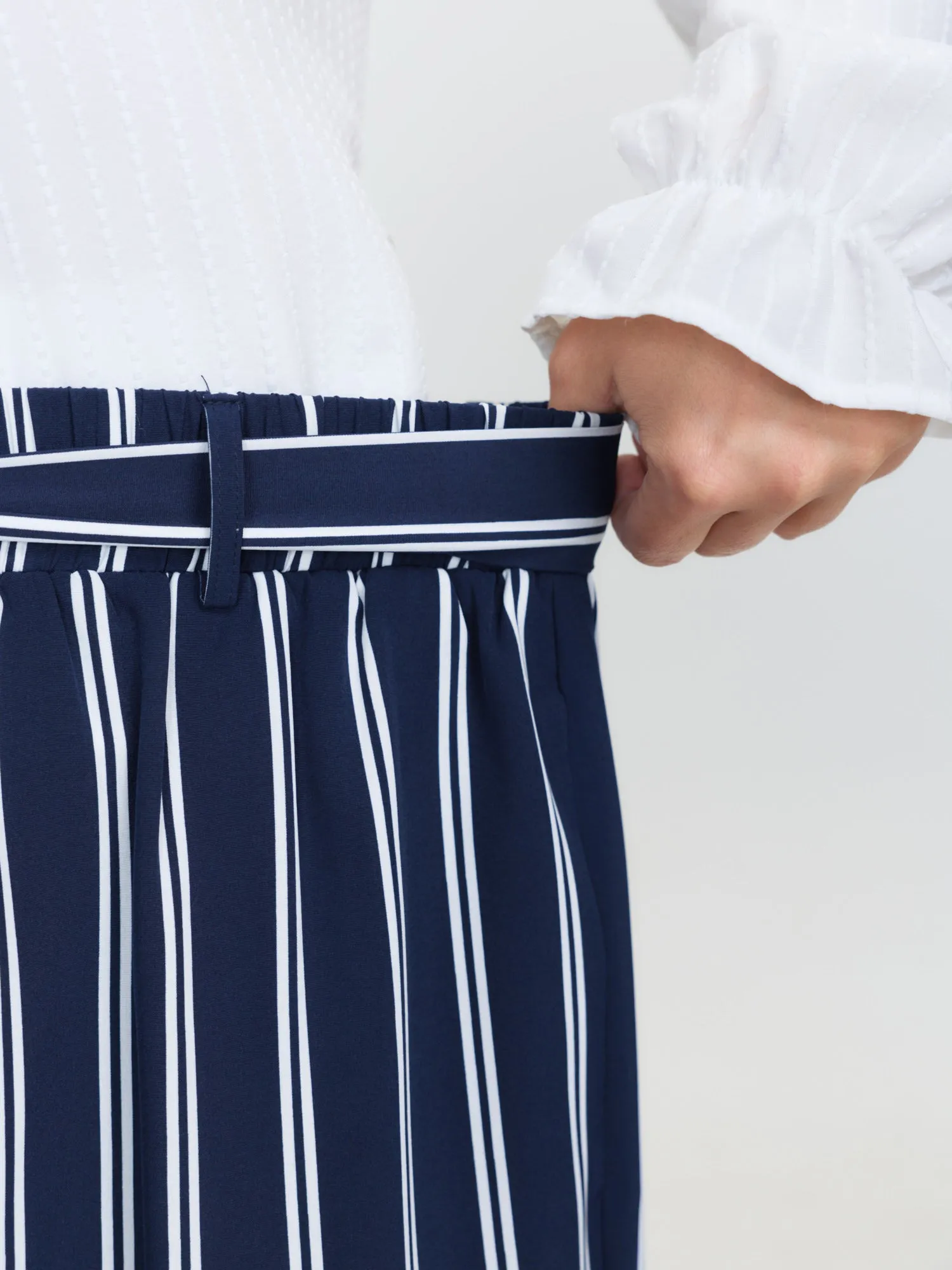 Striped Belted Straight-Leg Pants sold by Bloomchic product image thumbnail 4