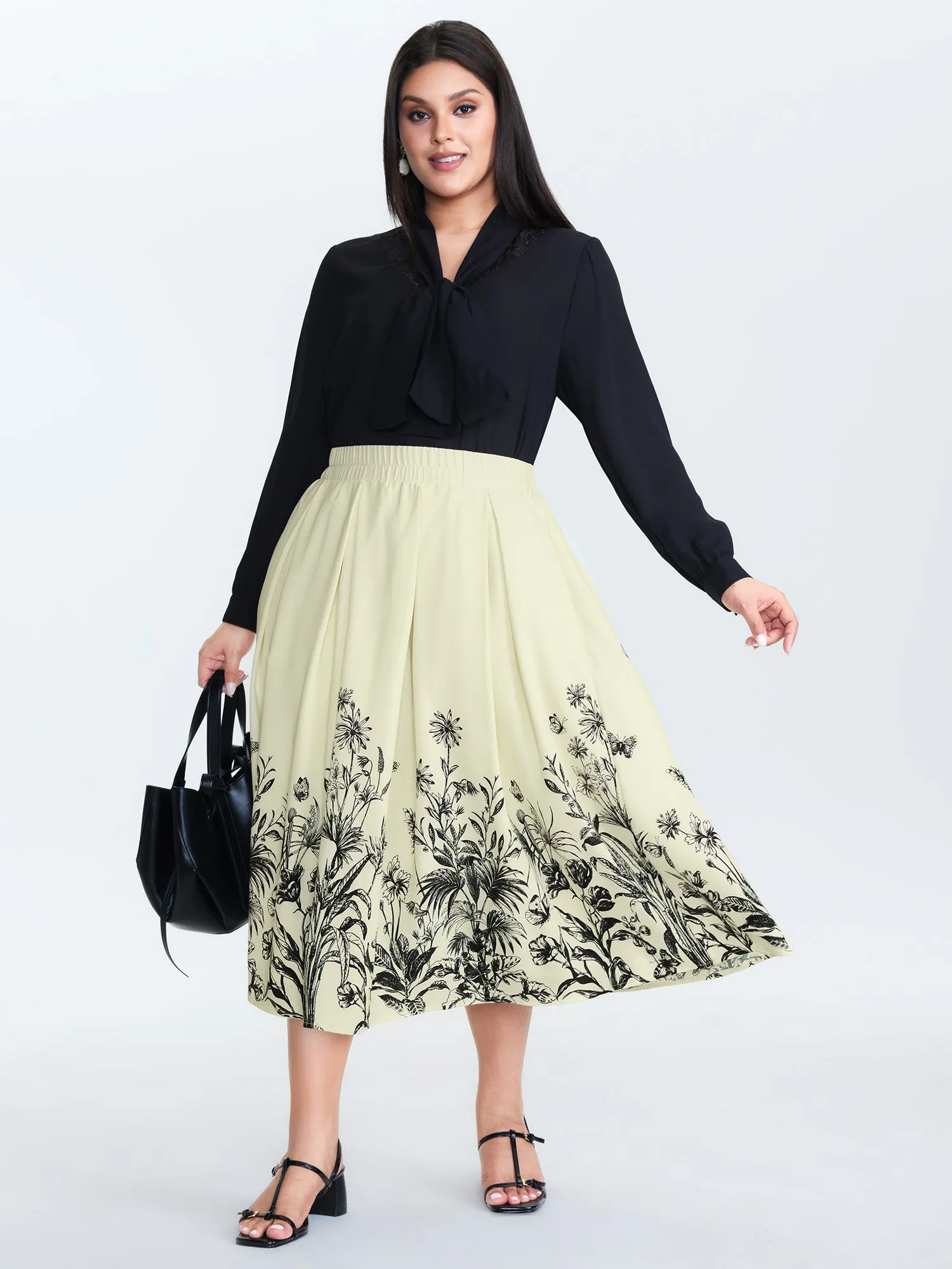 Floral Print Hem Pleated Maxi Skirt sold by Bloomchic product image thumbnail 2