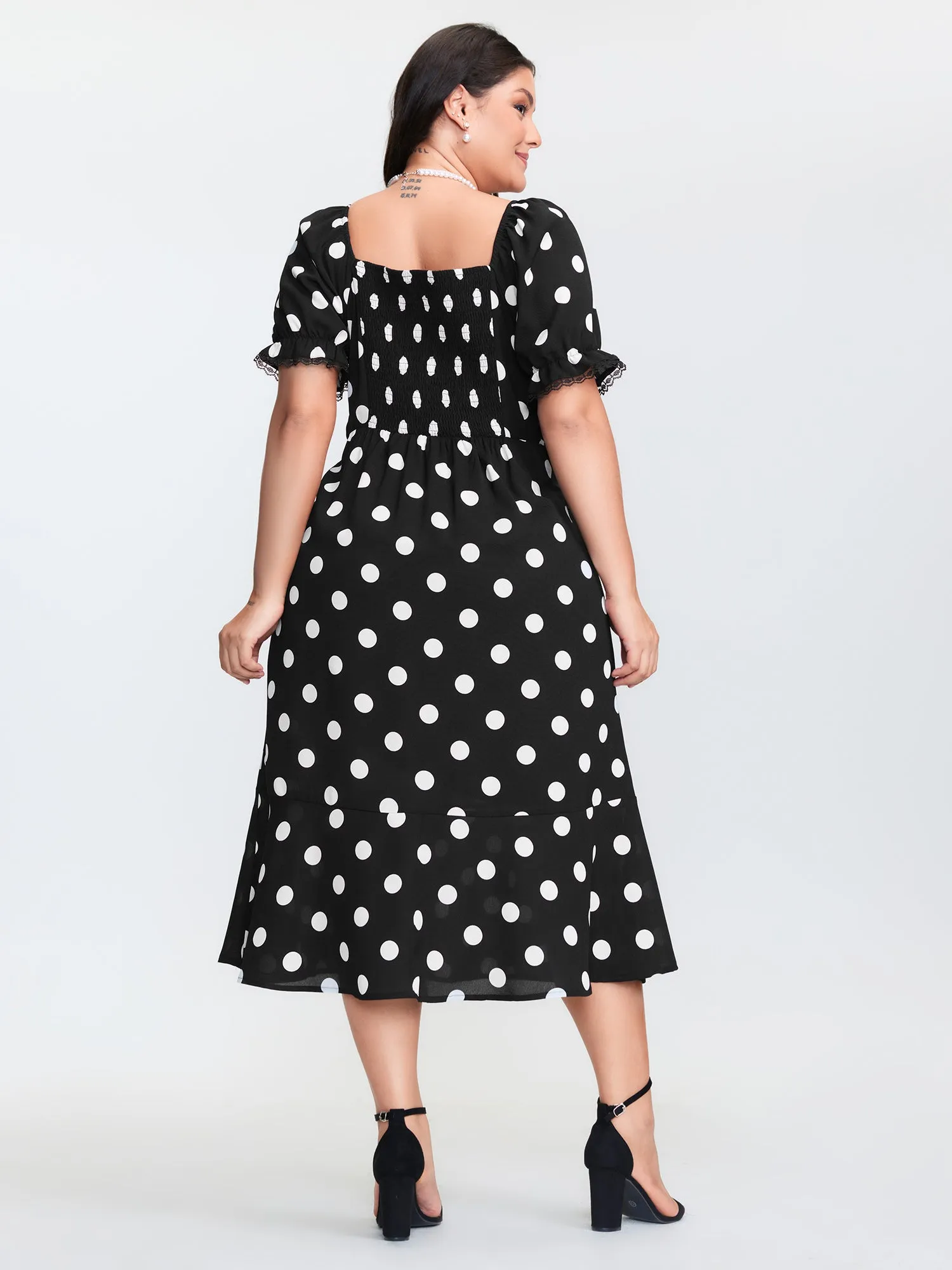Polka Dots Sweetheart Fishtail Hem Midi Dress sold by Bloomchic product image thumbnail 4