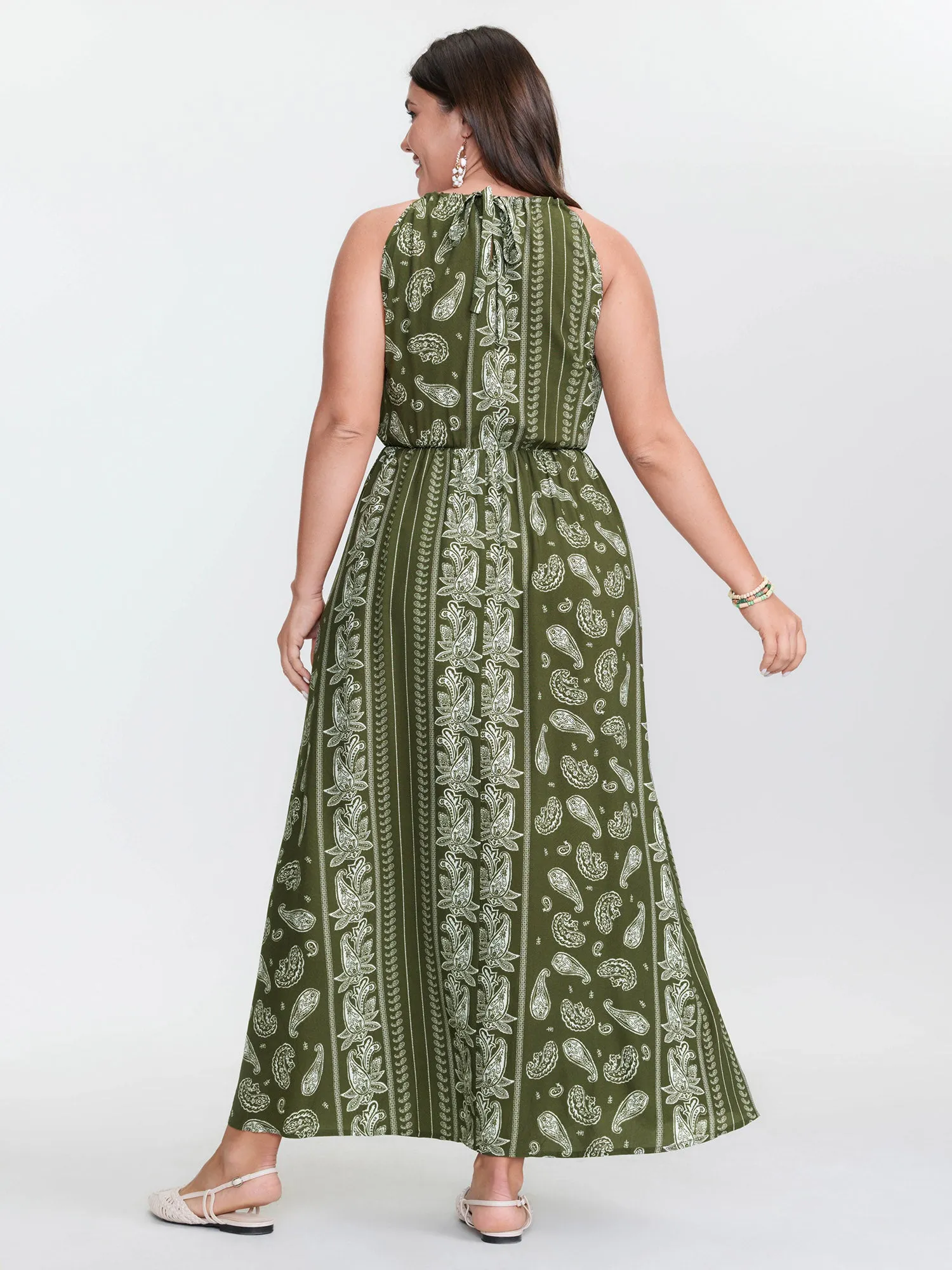 Silhouette Flower Striped Halter Neck Maxi Dress sold by Bloomchic product image thumbnail 4