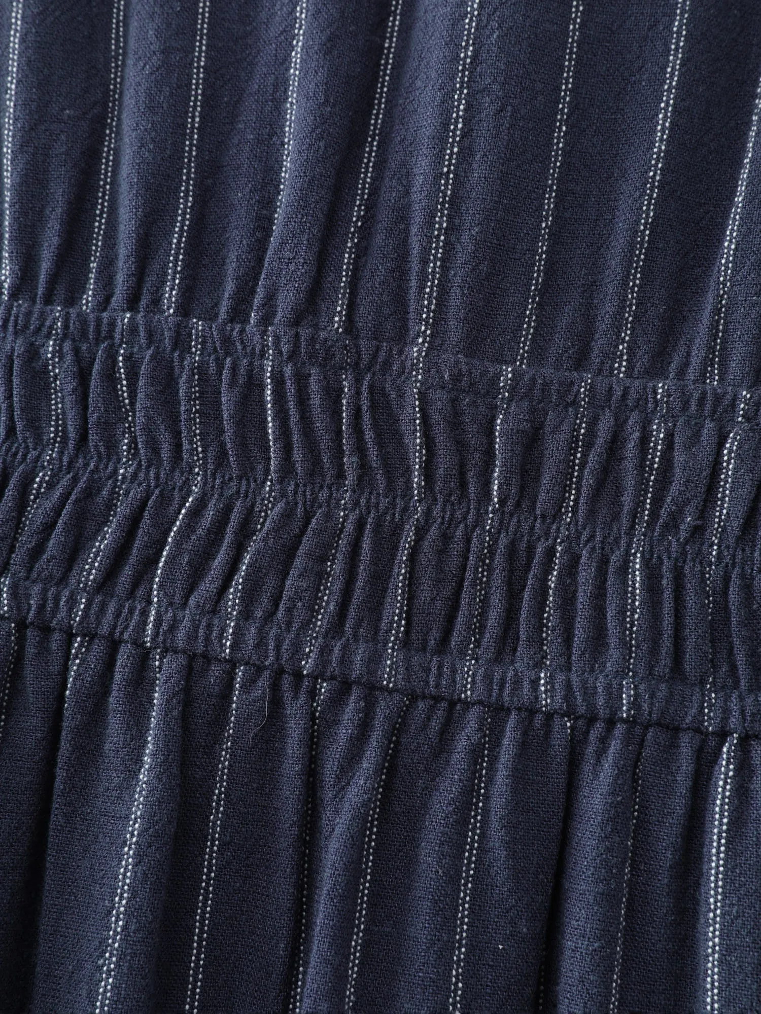 Striped V-Neck Shirred Waist Midi Dress sold by Bloomchic product image thumbnail 5