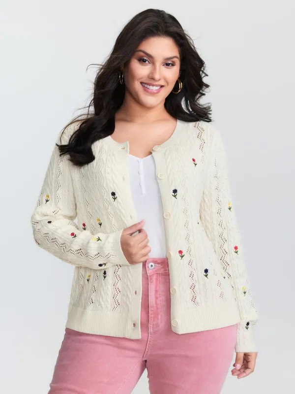 Wavy Textured Button Knit Cardigan sold by Bloomchic