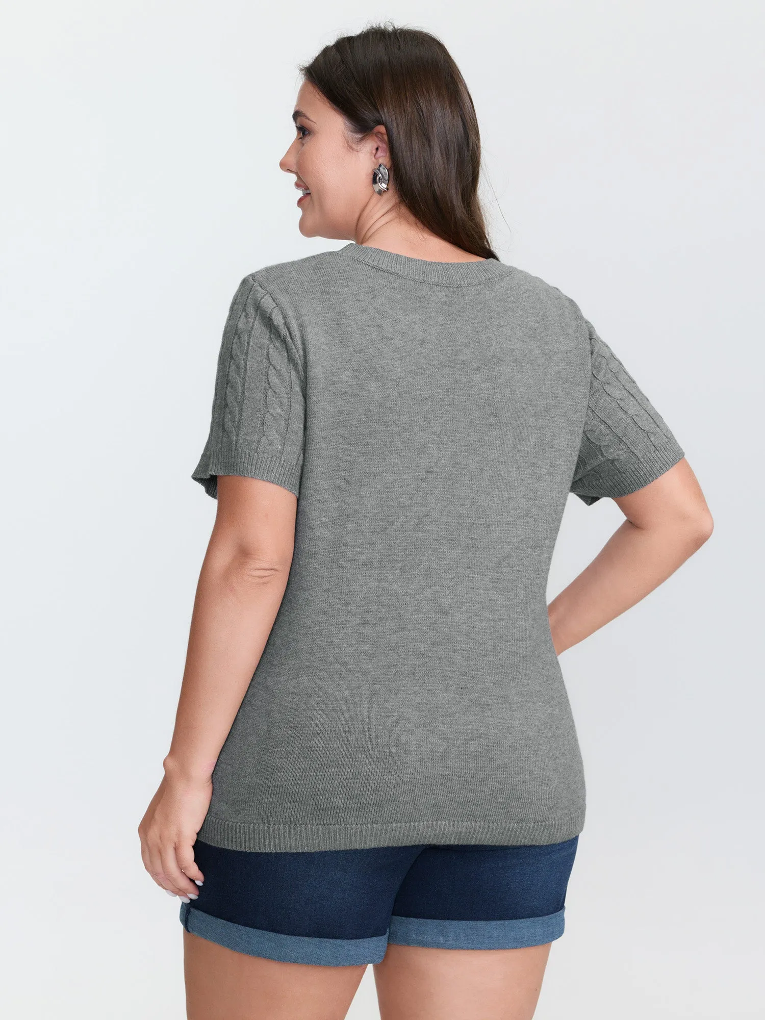 Braided Texture Round Neck Pullover sold by Bloomchic product image thumbnail 4