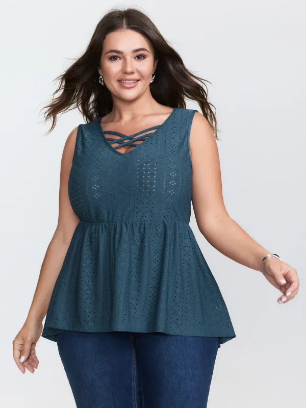 Stretchy Cut-Out Neckline Tank Top sold by Bloomchic