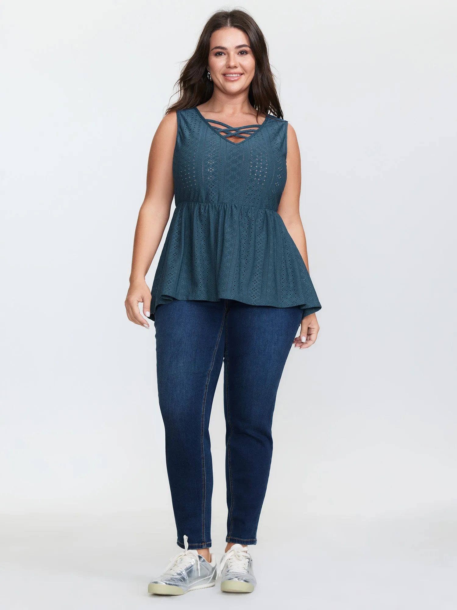 Stretchy Cut-Out Neckline Tank Top sold by Bloomchic product image thumbnail 3