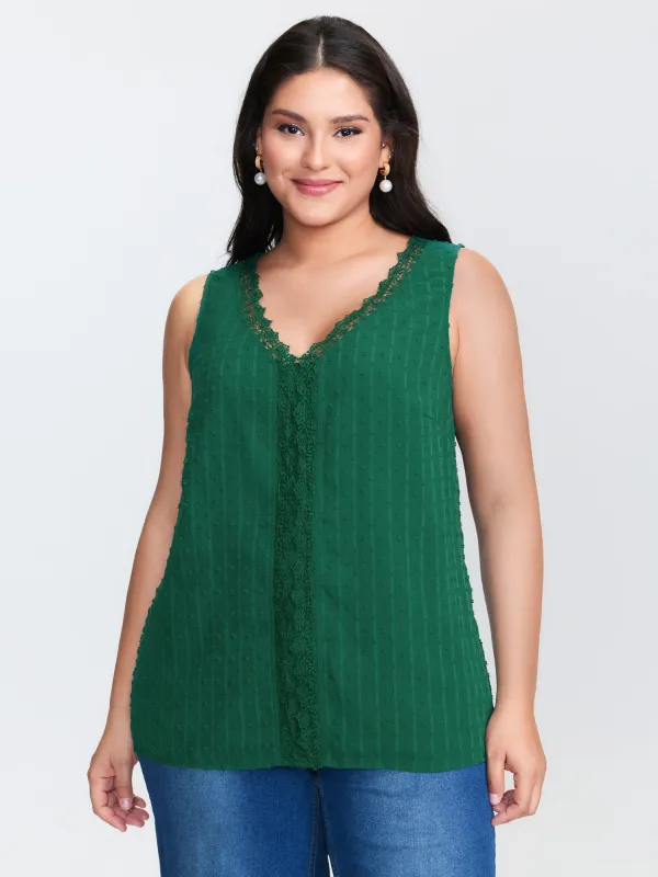 Textured Lace V-Neck Tank Top sold by Bloomchic