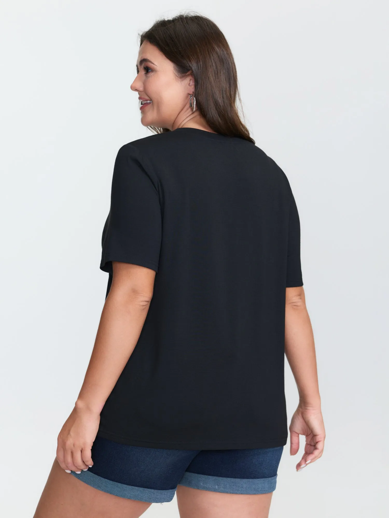 Stretchy Floral Pattern Round Neck T-Shirt sold by Bloomchic product image thumbnail 5