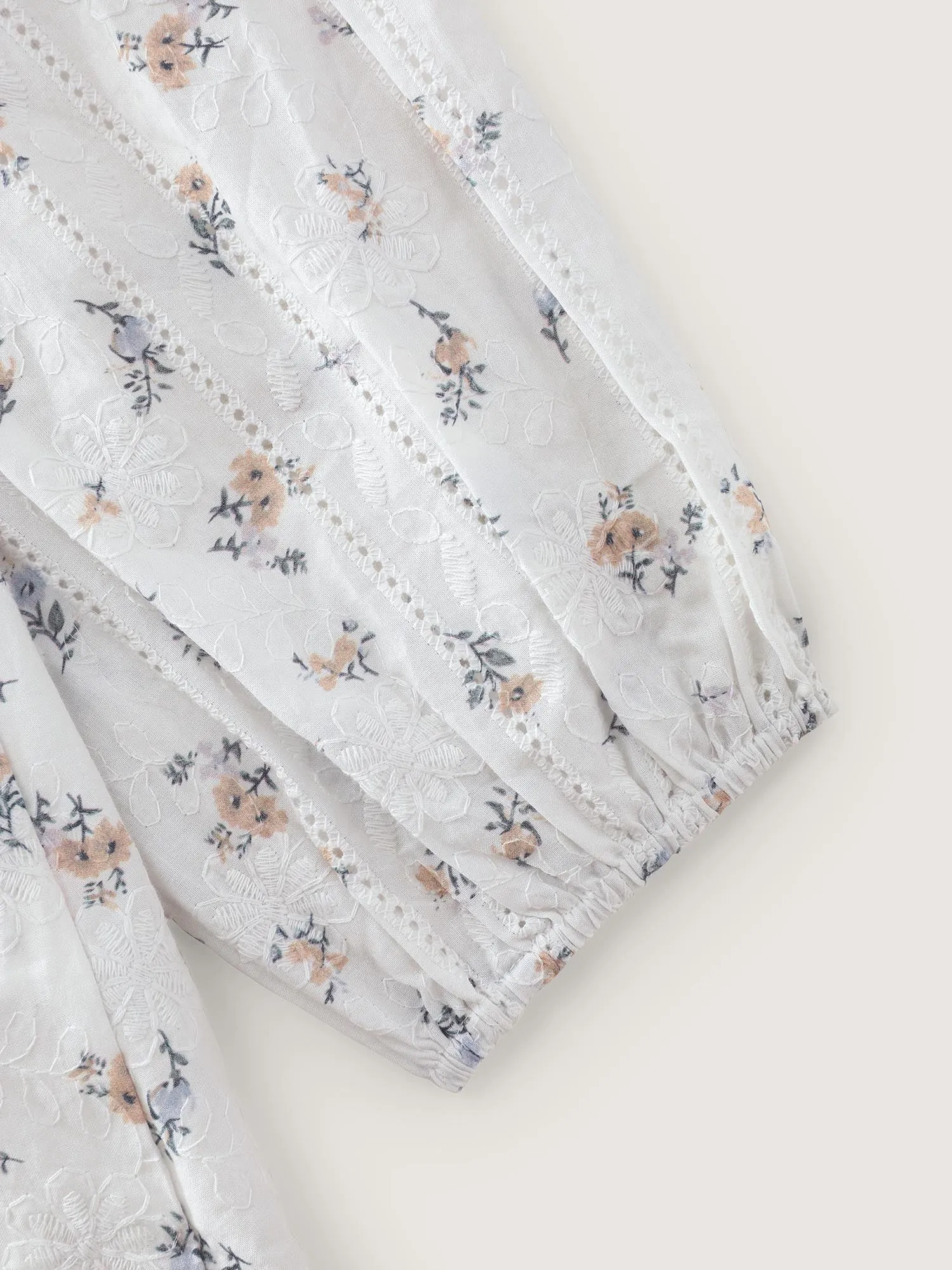 Floral Sweetheart Neckline Ruched Blouse sold by Bloomchic product image thumbnail 5