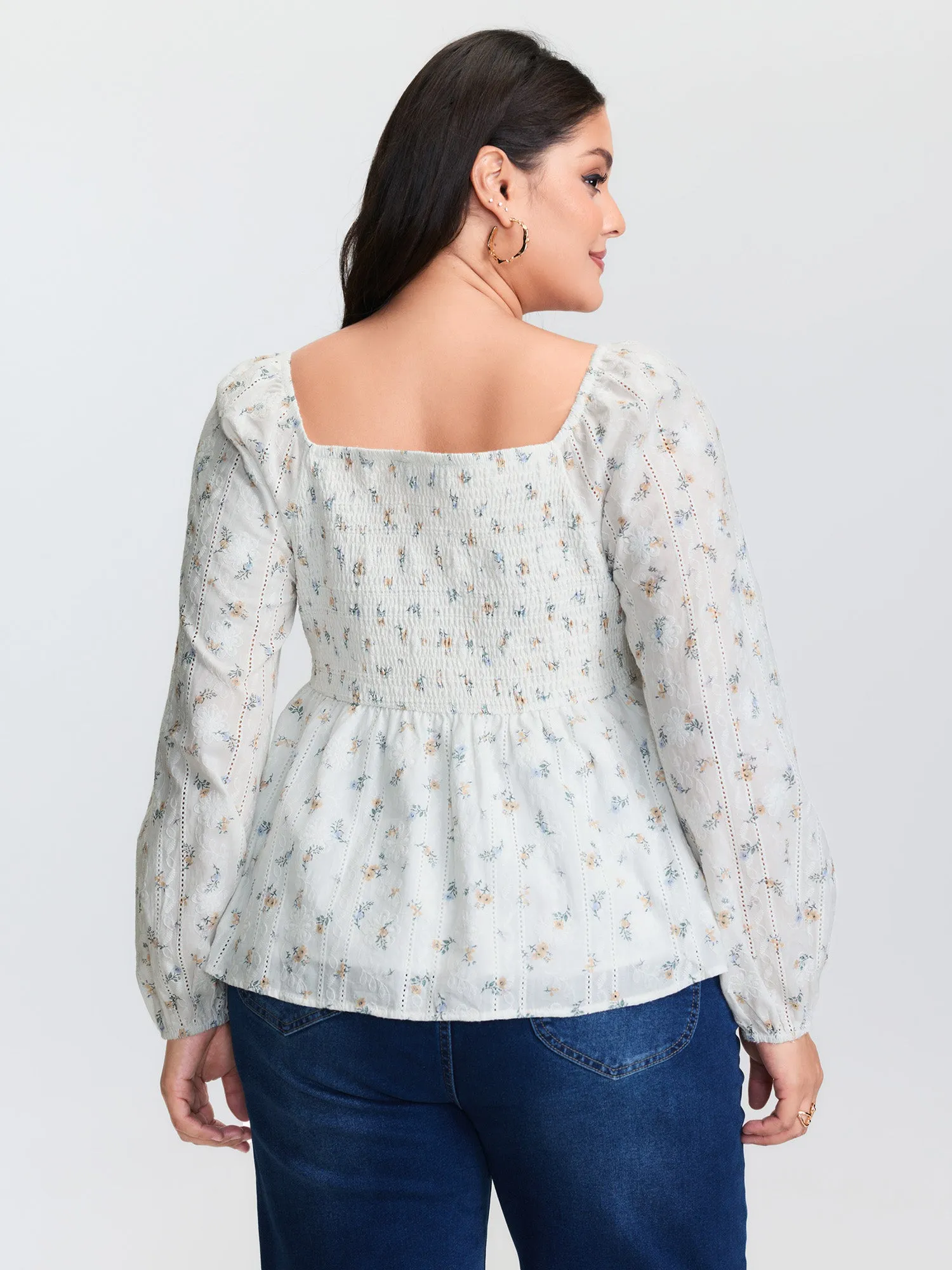 Floral Sweetheart Neckline Ruched Blouse sold by Bloomchic product image thumbnail 4