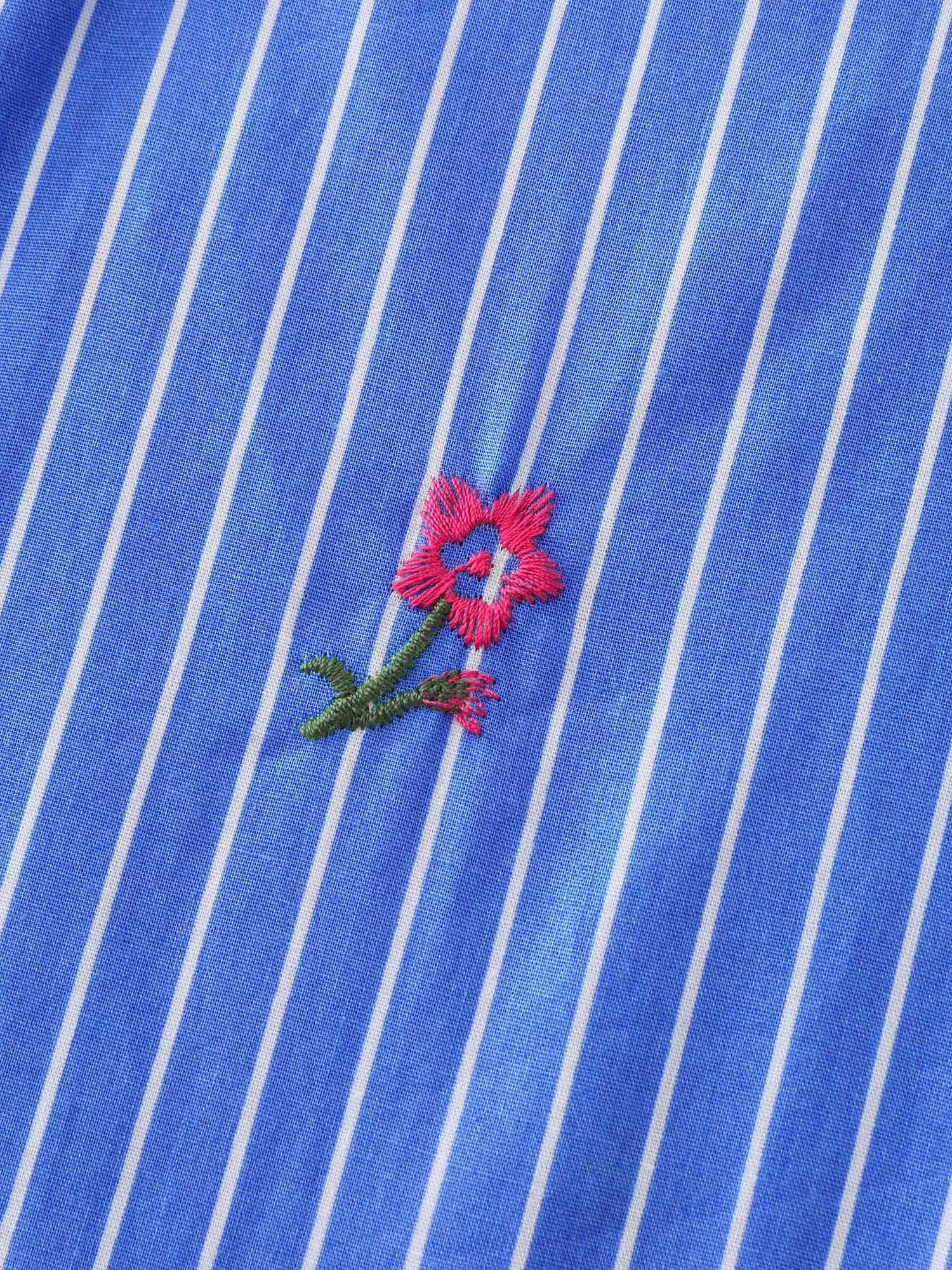 Floral Embroidered Striped Button-Down Shirt sold by Bloomchic product image thumbnail 5