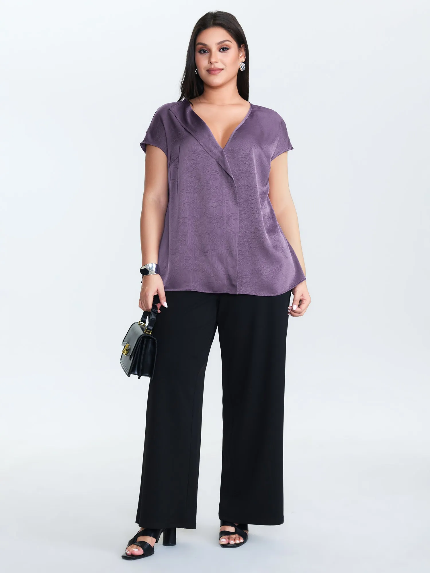 Plain Collar Neckline Flowy Blouse sold by Bloomchic product image thumbnail 3