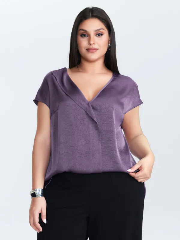 Plain Collar Neckline Flowy Blouse sold by Bloomchic