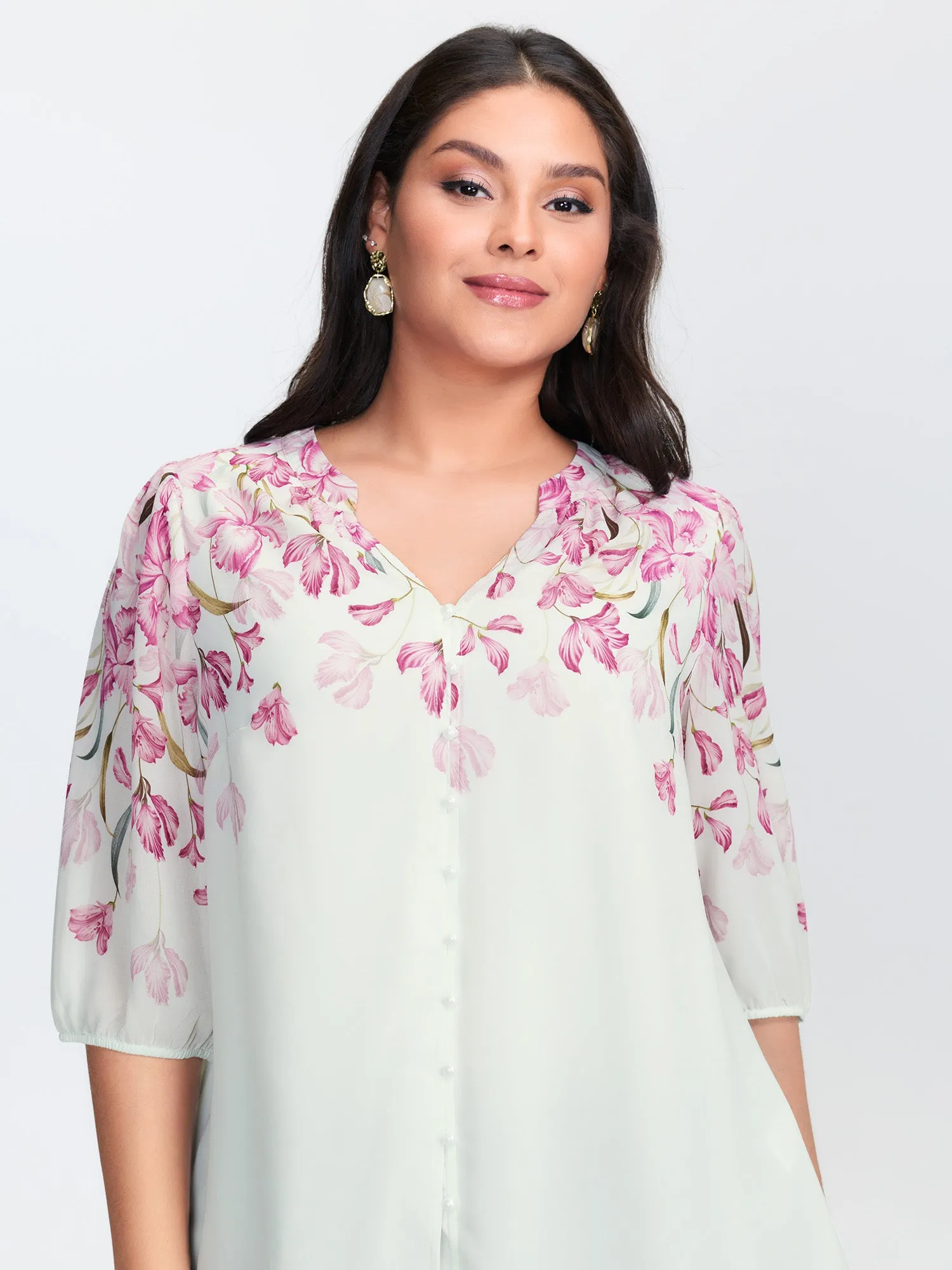 Floral Print Layered Notched Collar Blouse sold by Bloomchic product image thumbnail 3