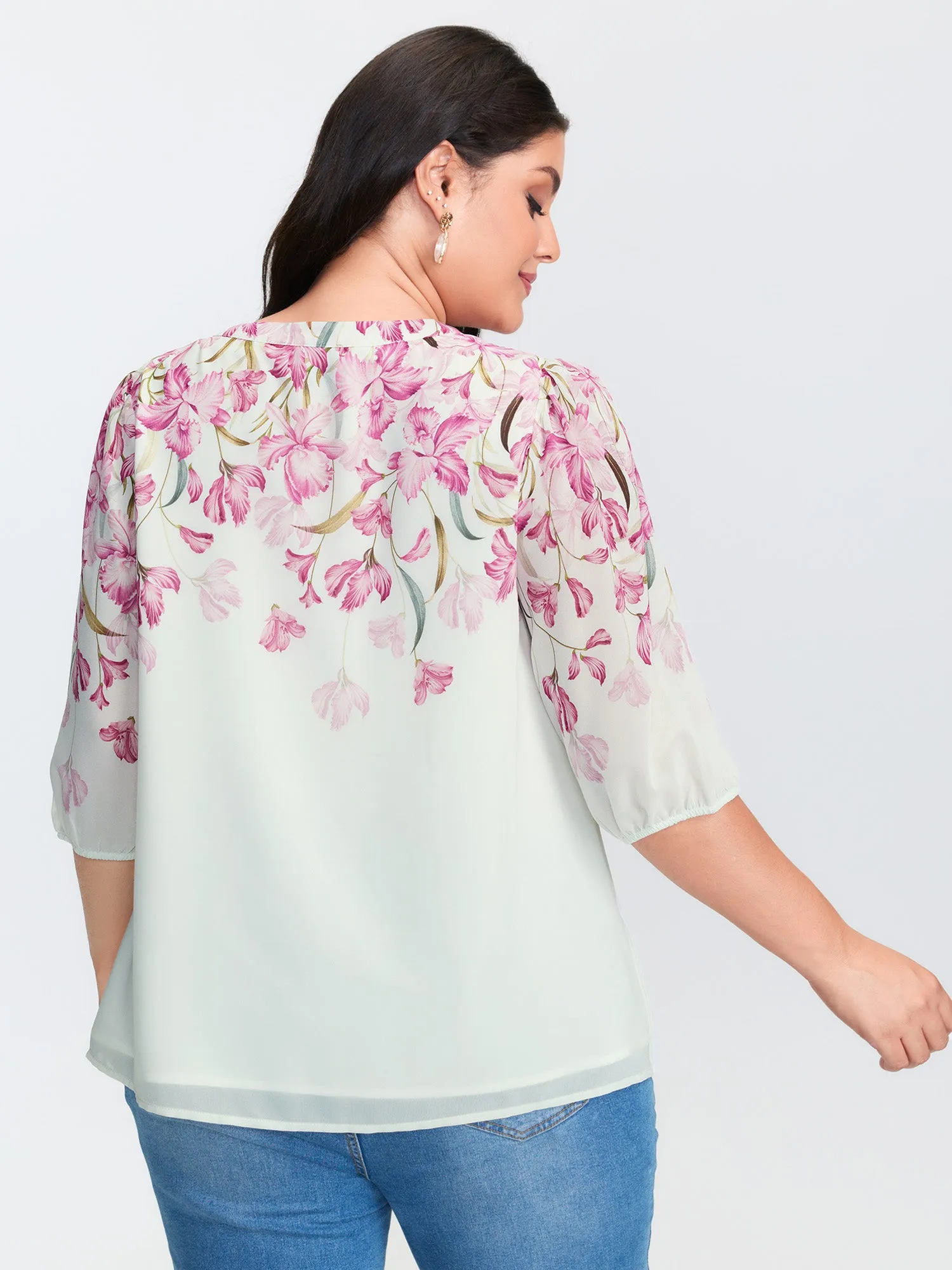 Floral Print Layered Notched Collar Blouse sold by Bloomchic product image thumbnail 4