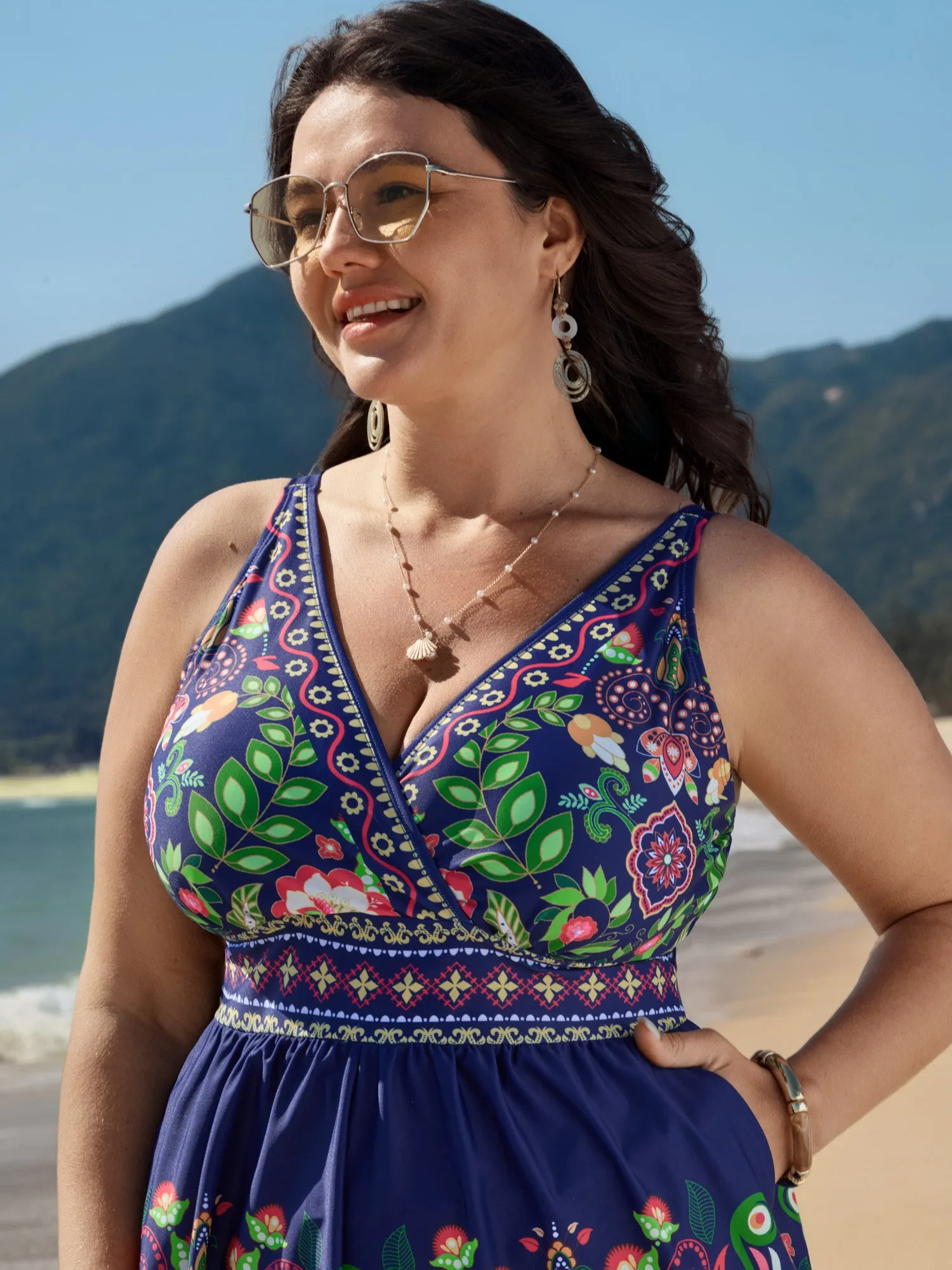 Tropical Print Pockets One-Piece Swimsuit sold by Bloomchic product image thumbnail 2