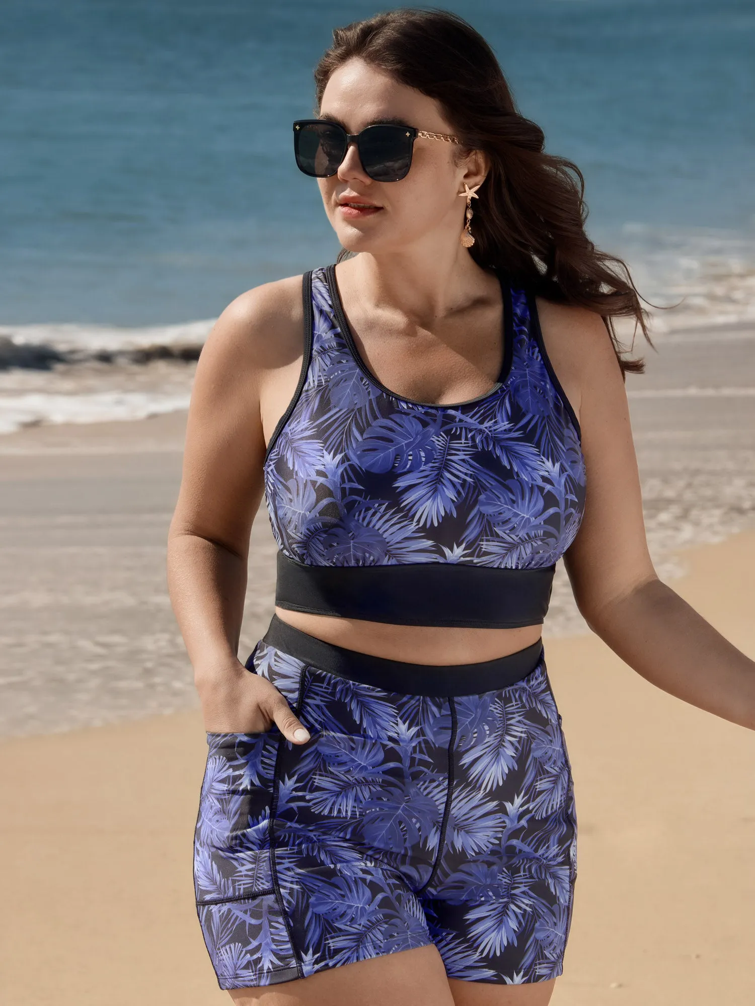 Tropical Print Colorblock Swim Top sold by Bloomchic product image thumbnail 2