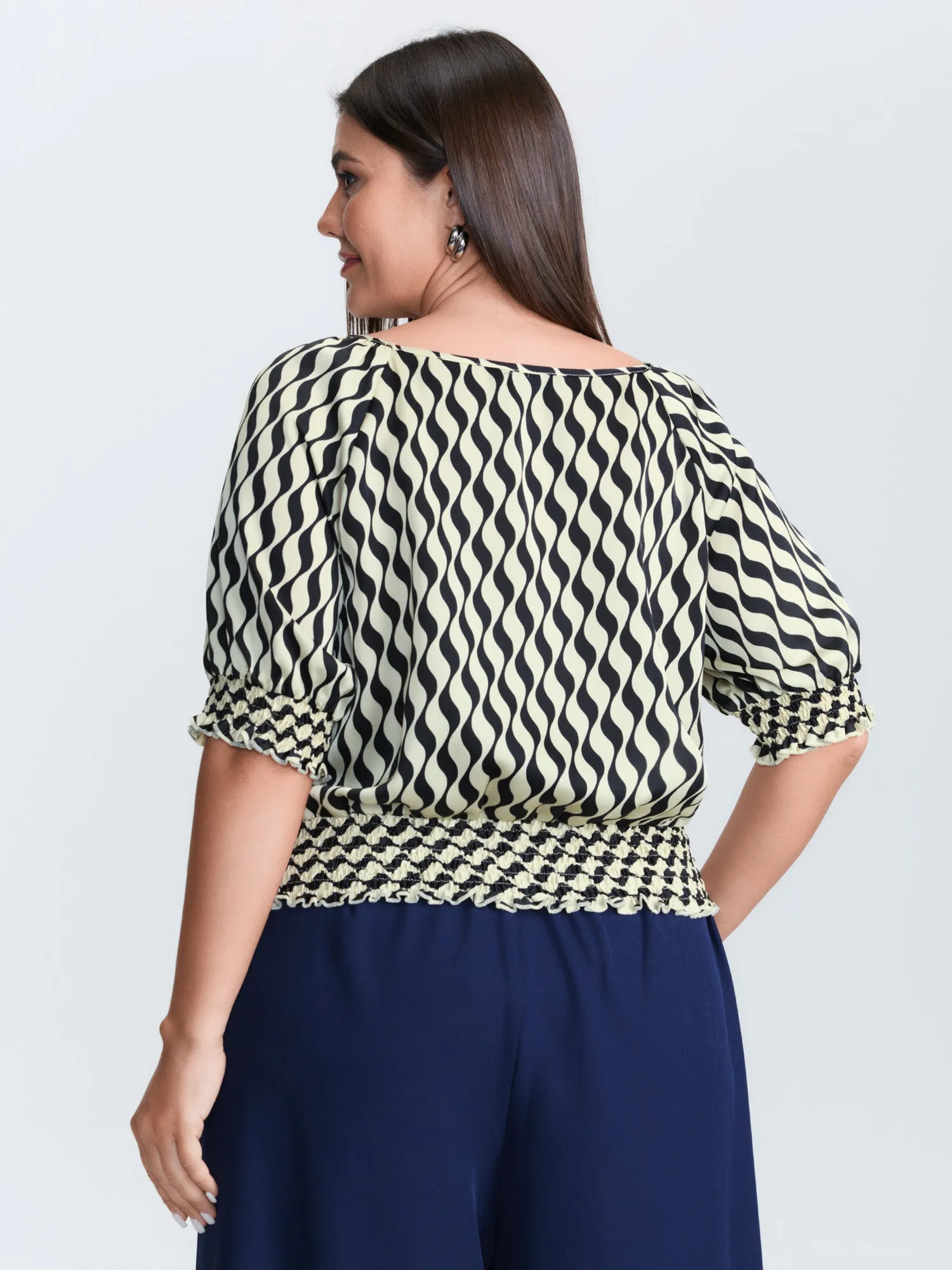 Geometric Stripes Stretchy Hem Blouse sold by Bloomchic product image thumbnail 4