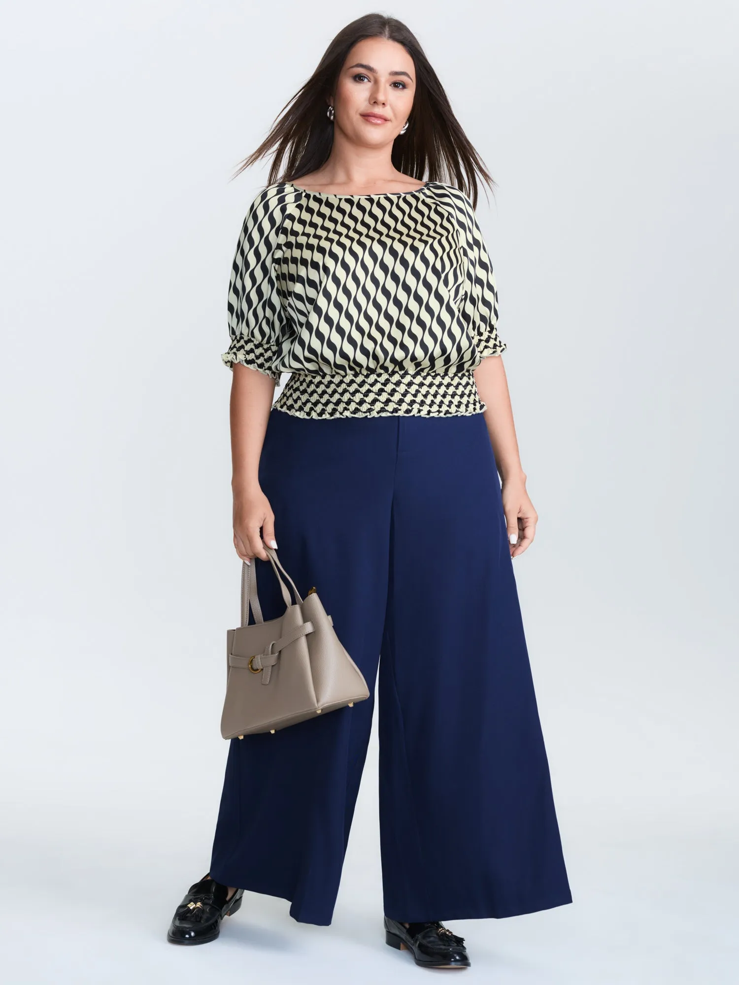 Geometric Stripes Stretchy Hem Blouse sold by Bloomchic product image thumbnail 3