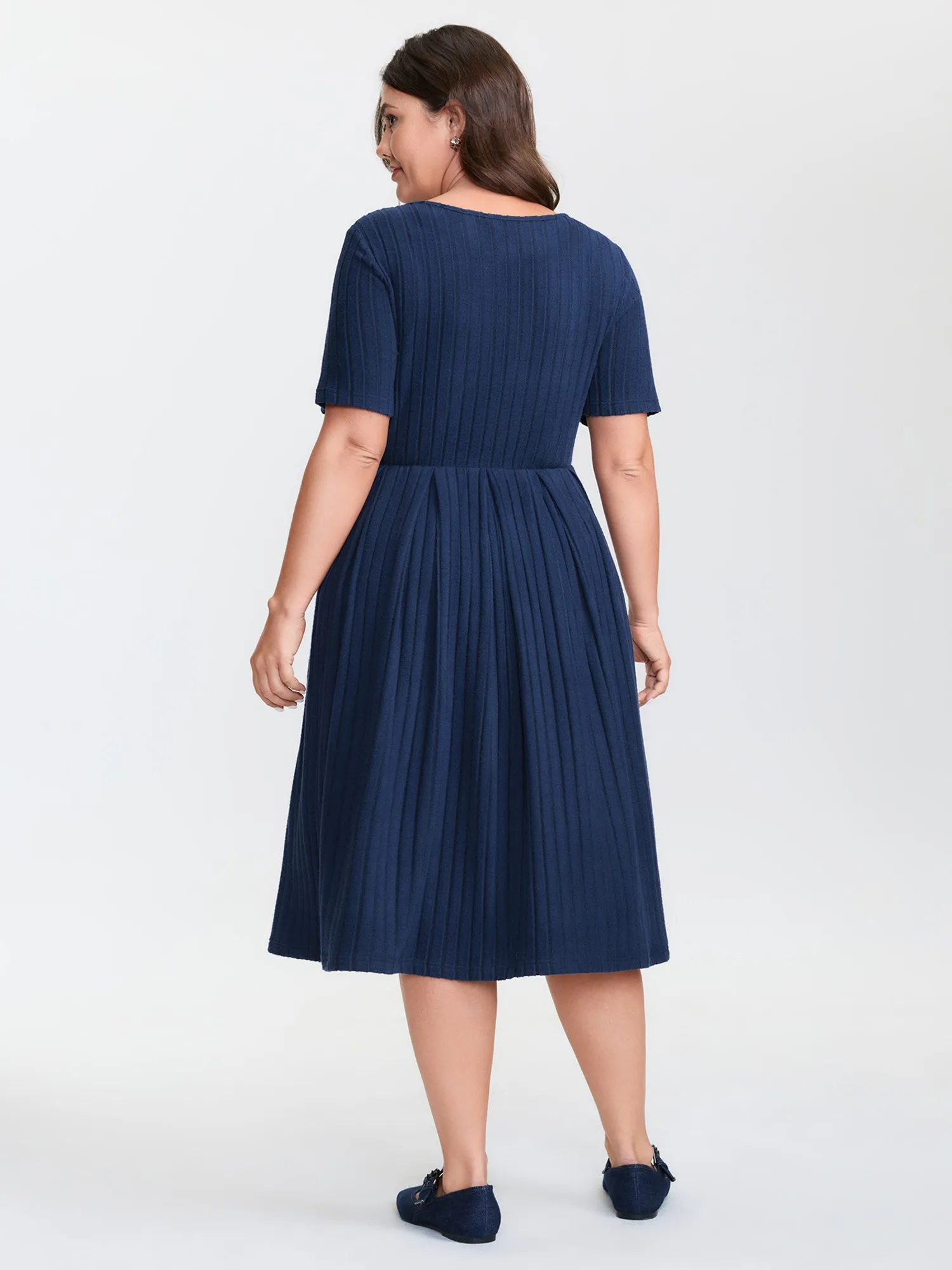 Stretchy Textured Round Neck Mini Dress sold by Bloomchic product image thumbnail 4