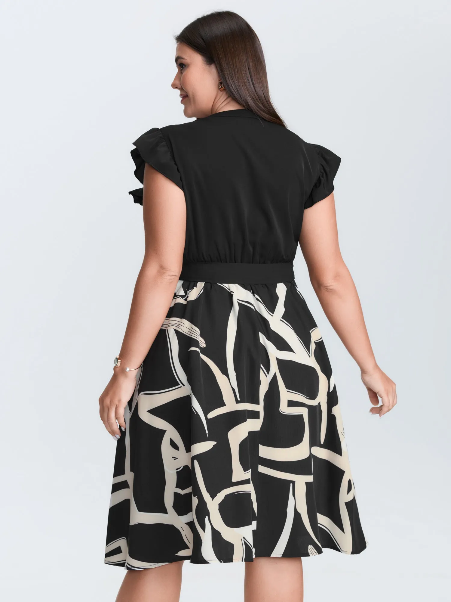 Geometric Print Color Contrast Mini Dress sold by Bloomchic product image thumbnail 4