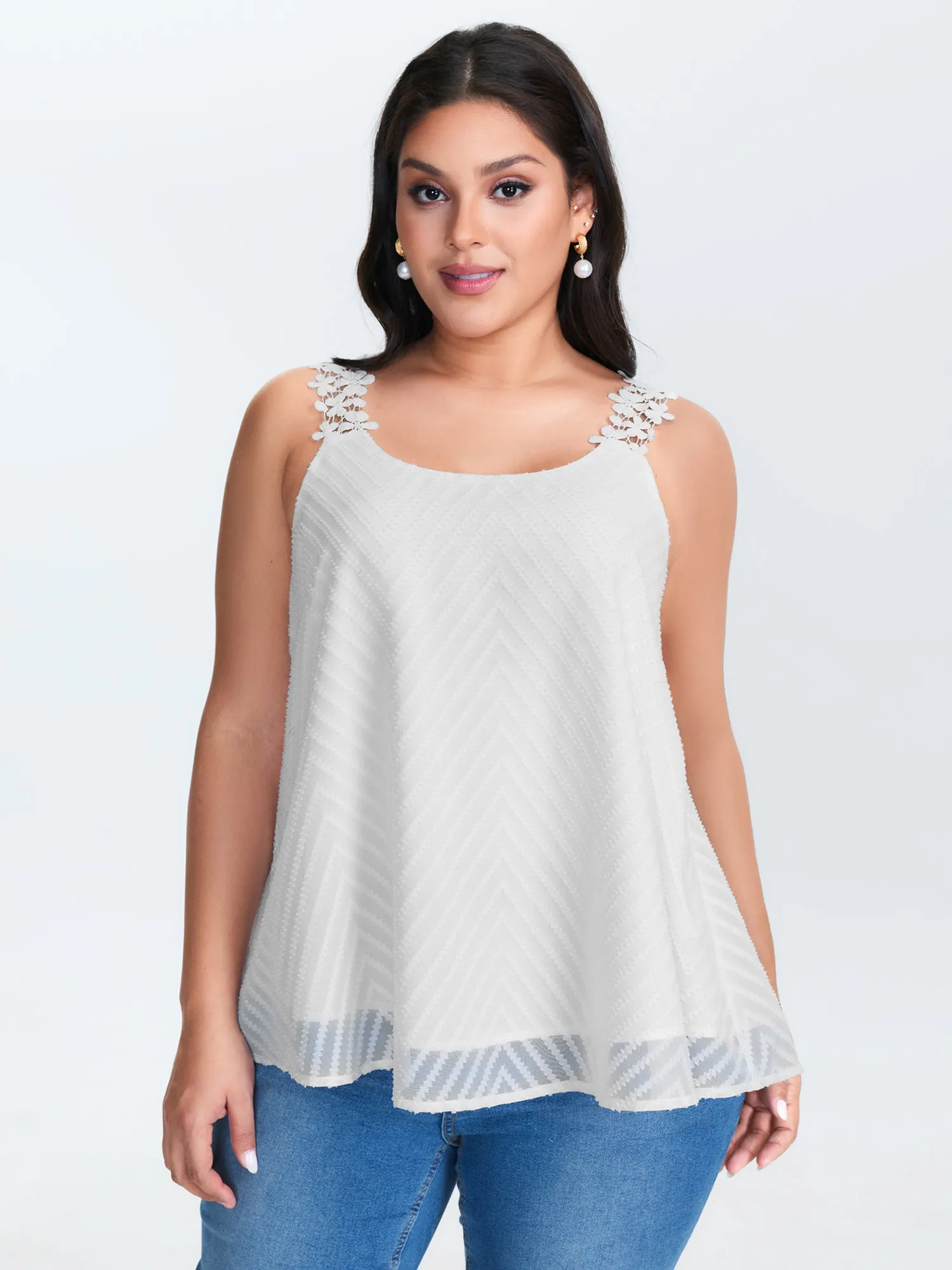 Lace Trim Flowy Tank Top sold by Bloomchic