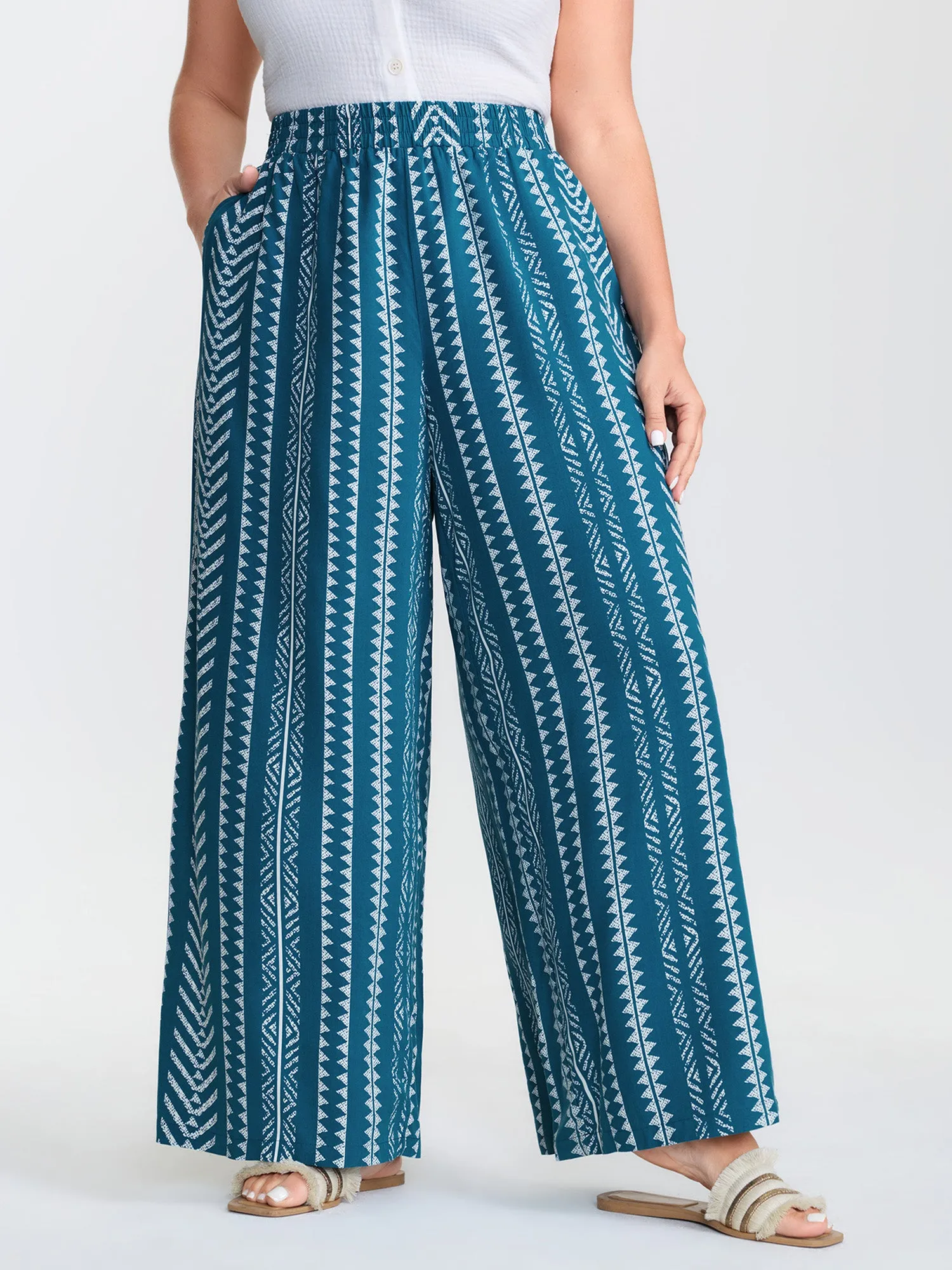 Striped Pockets Wide-Leg Pants sold by Bloomchic