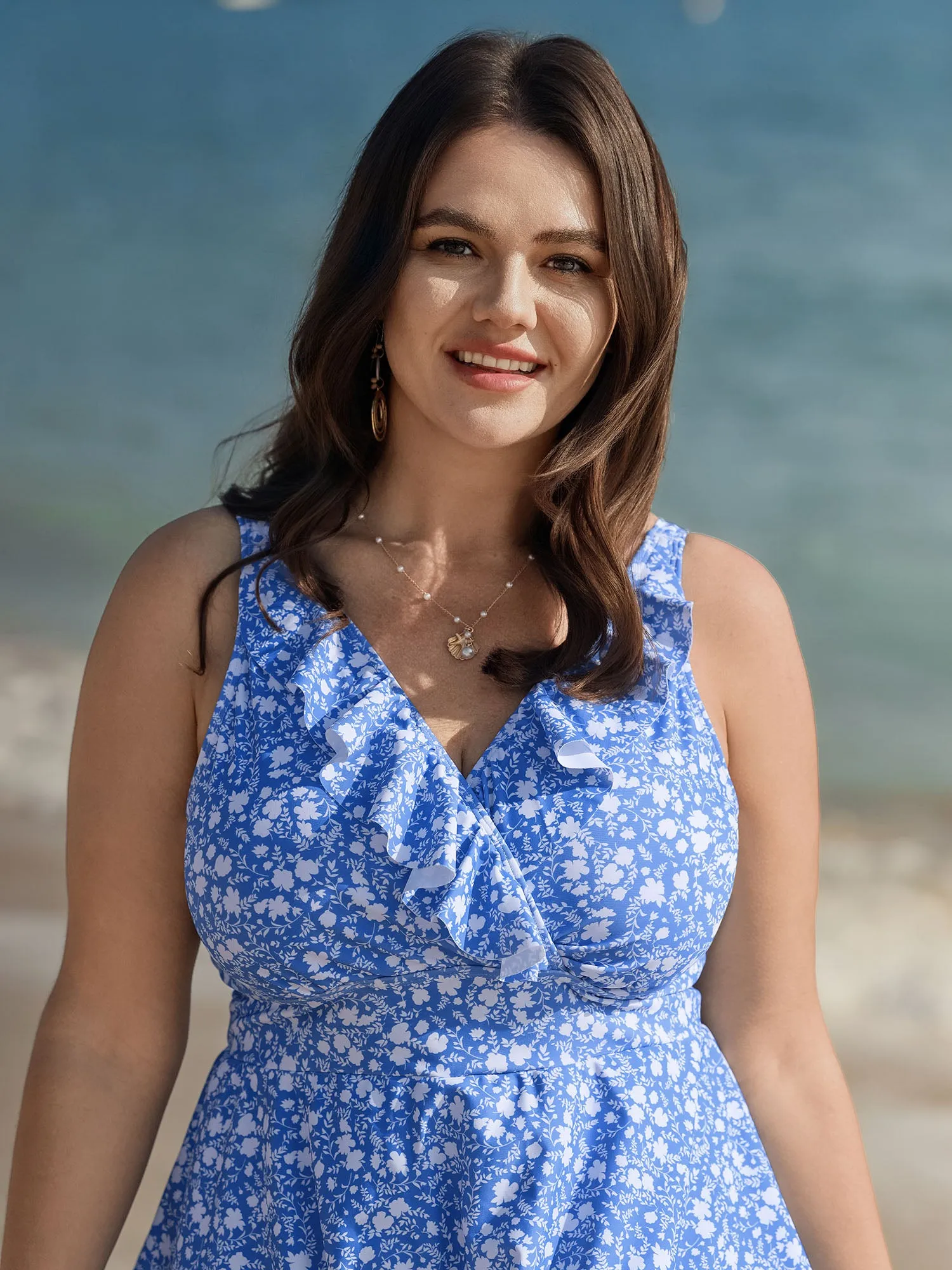 Ruffled Colorblock Floral Swim Dress sold by Bloomchic product image thumbnail 3