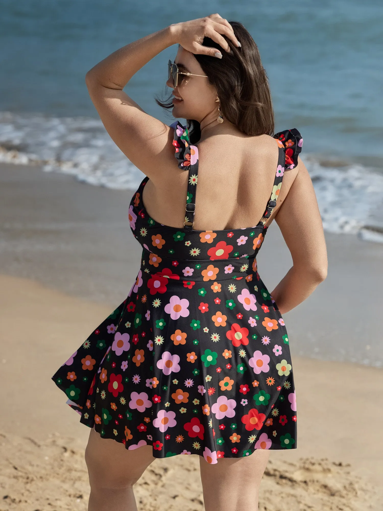 Anti-Float Tie Floral Pattern Swim Dress sold by Bloomchic product image thumbnail 5