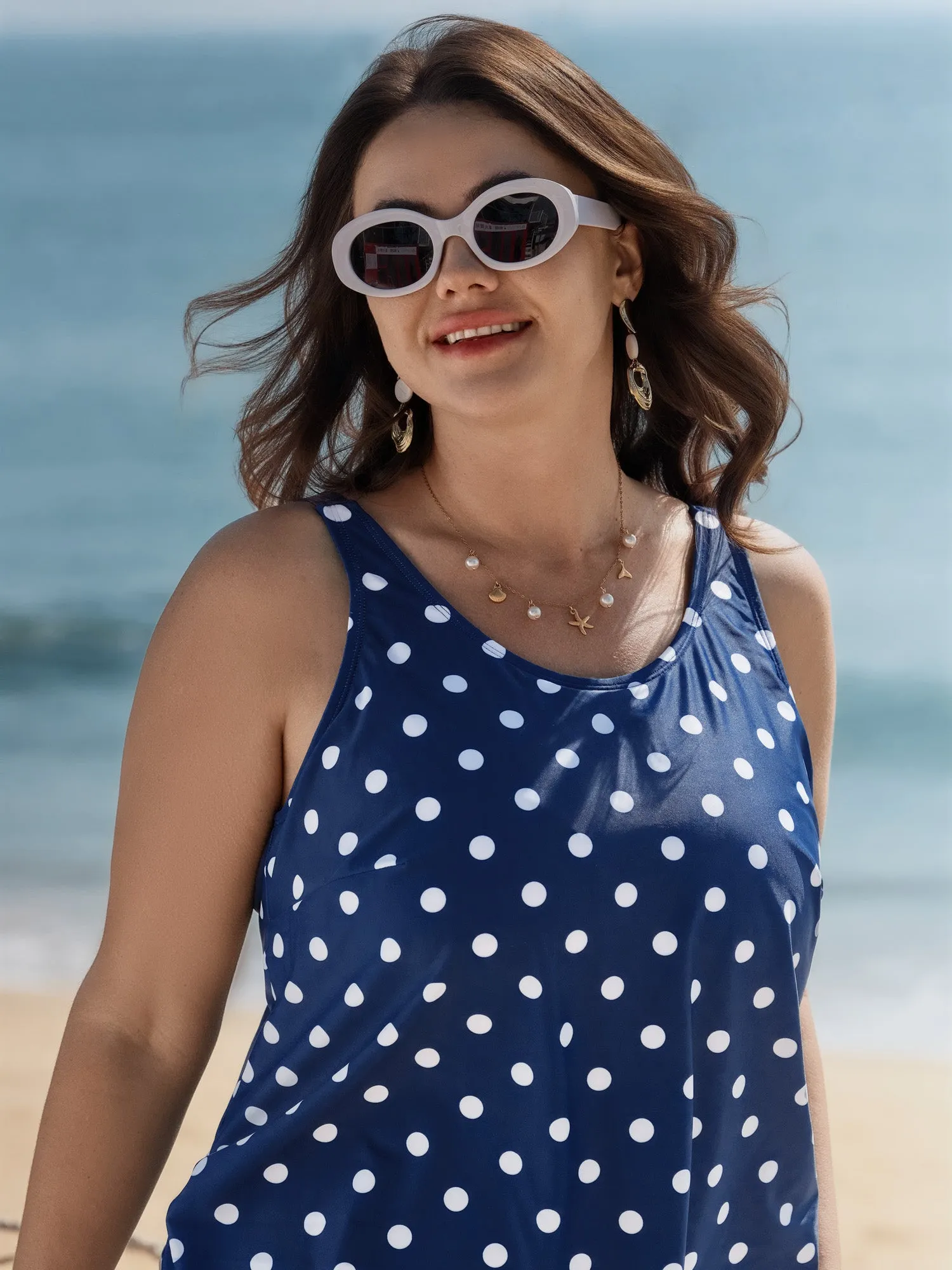 Polka Dots Side Drawstring Swim Top sold by Bloomchic product image thumbnail 2